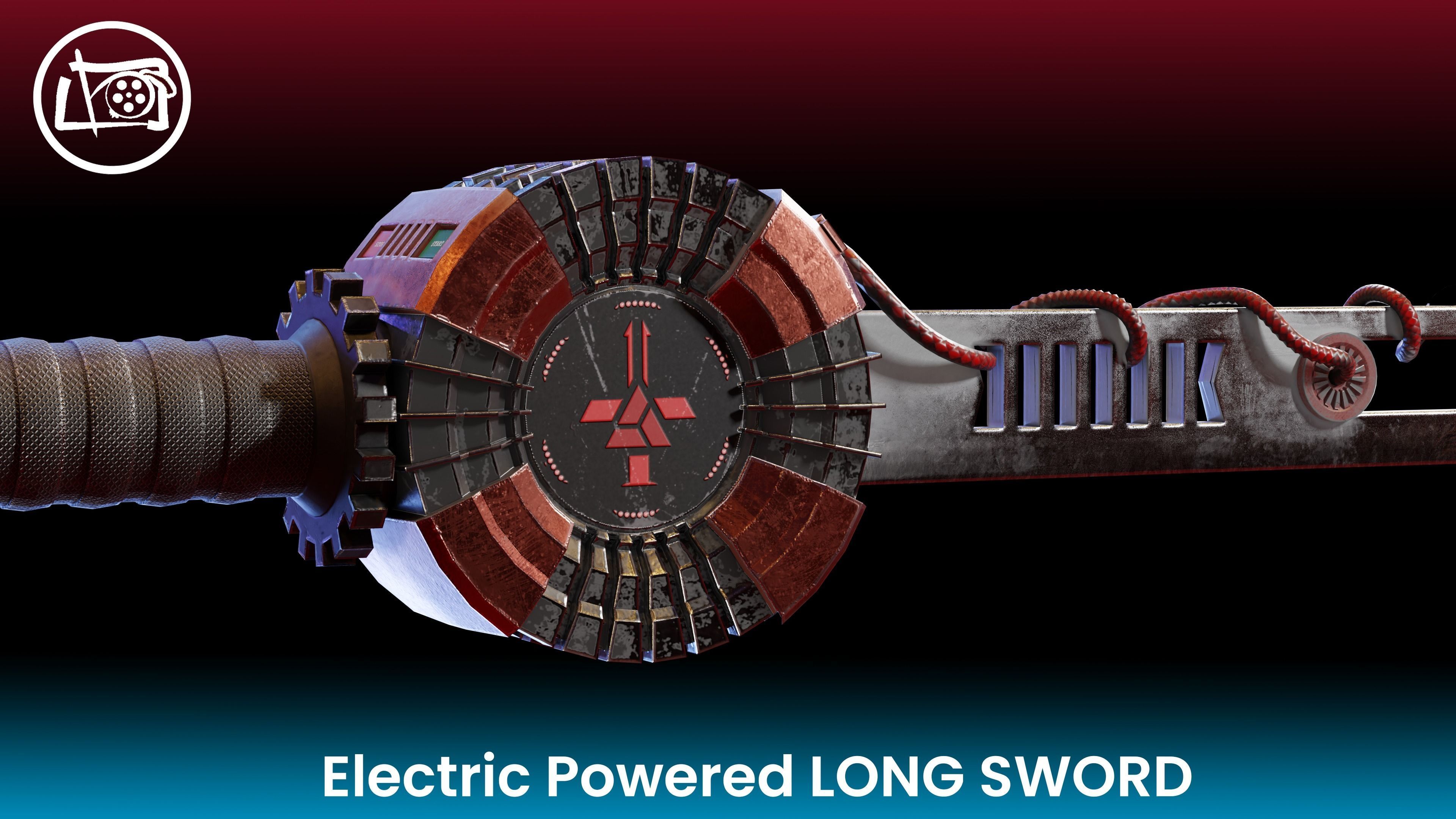 Electric Powered Long Sword Low Poly Low-poly 3D model_4