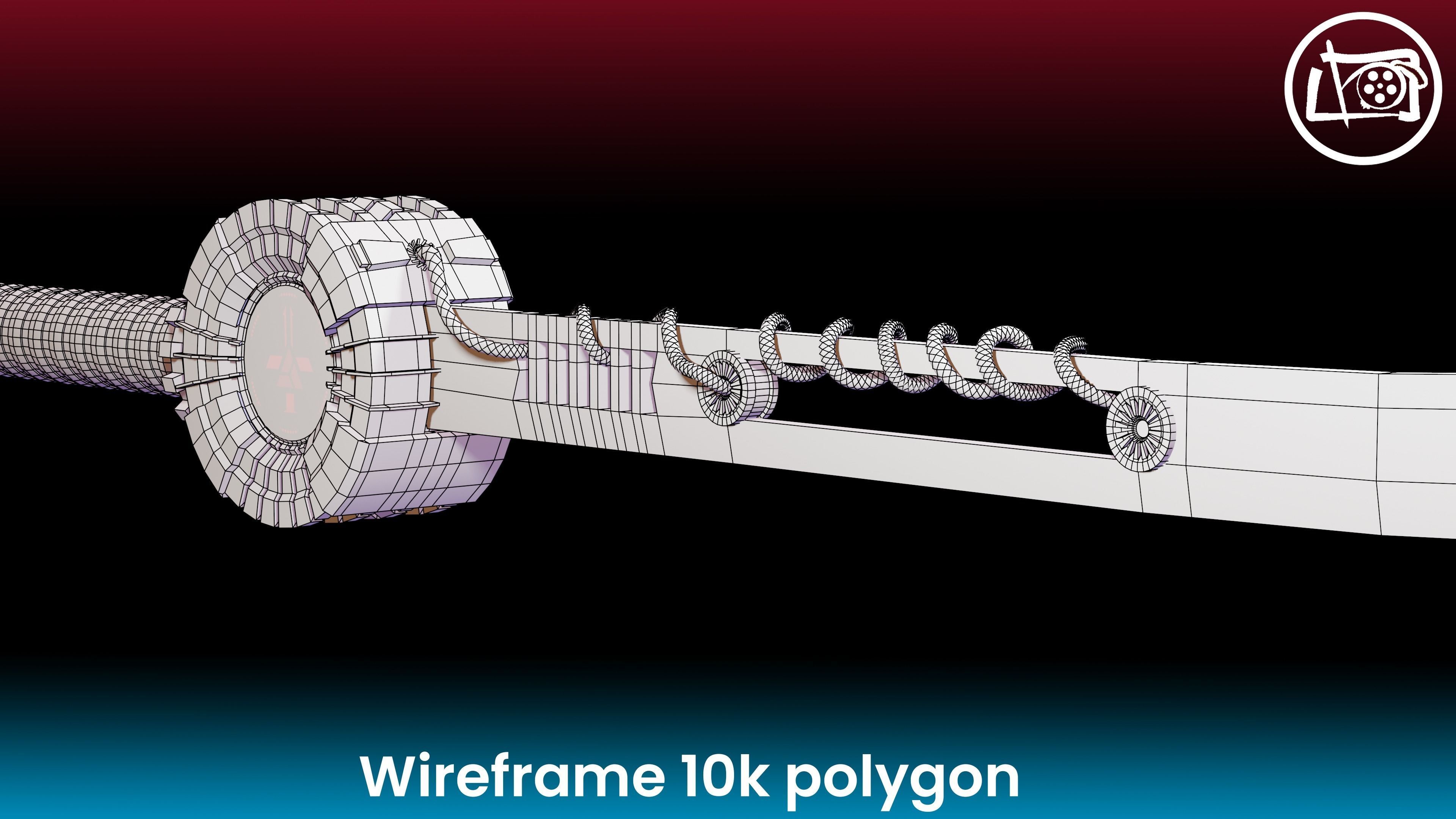 Electric Powered Long Sword Low Poly Low-poly 3D model_11