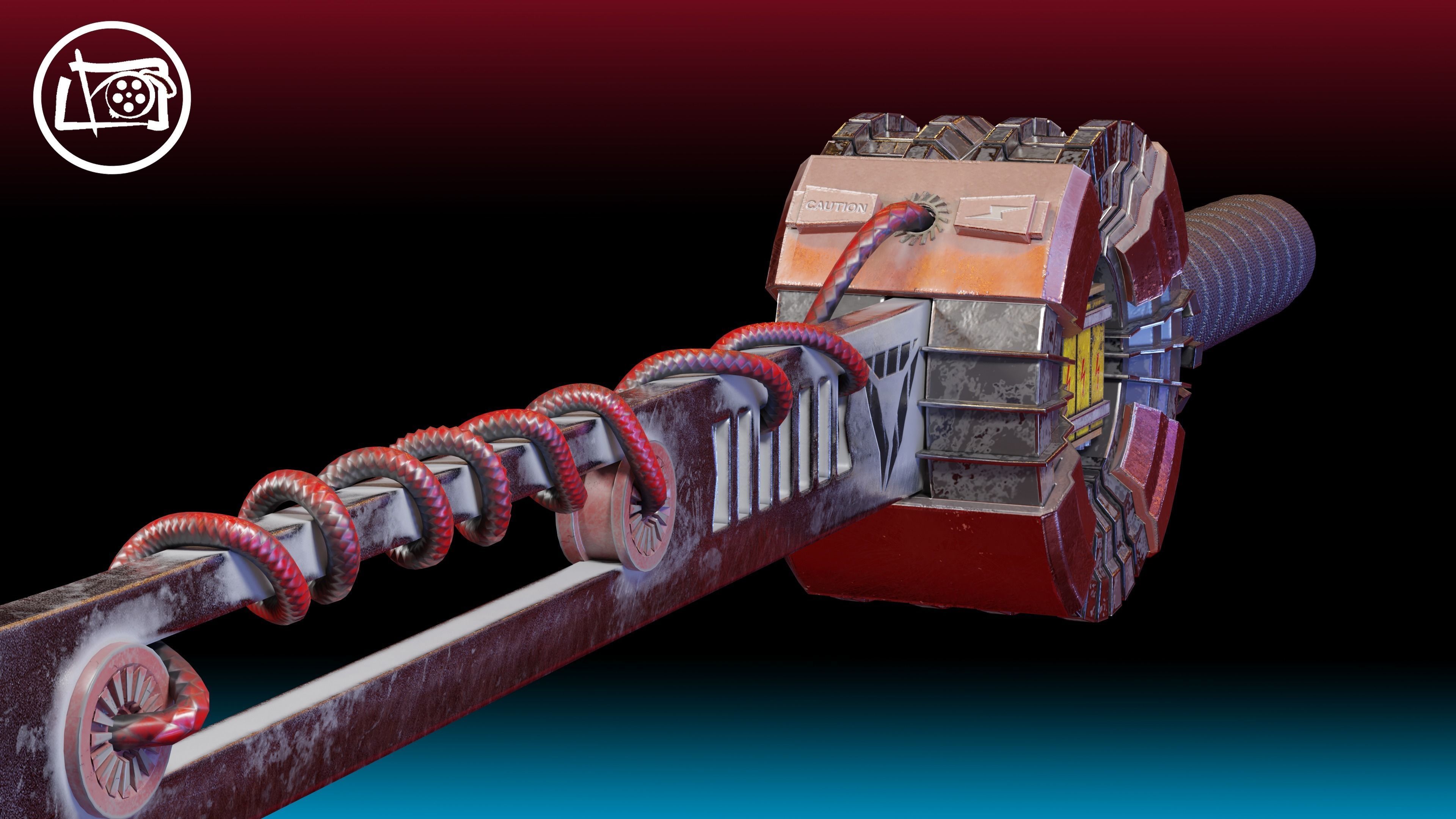 Electric Powered Long Sword Low Poly Low-poly 3D model_6