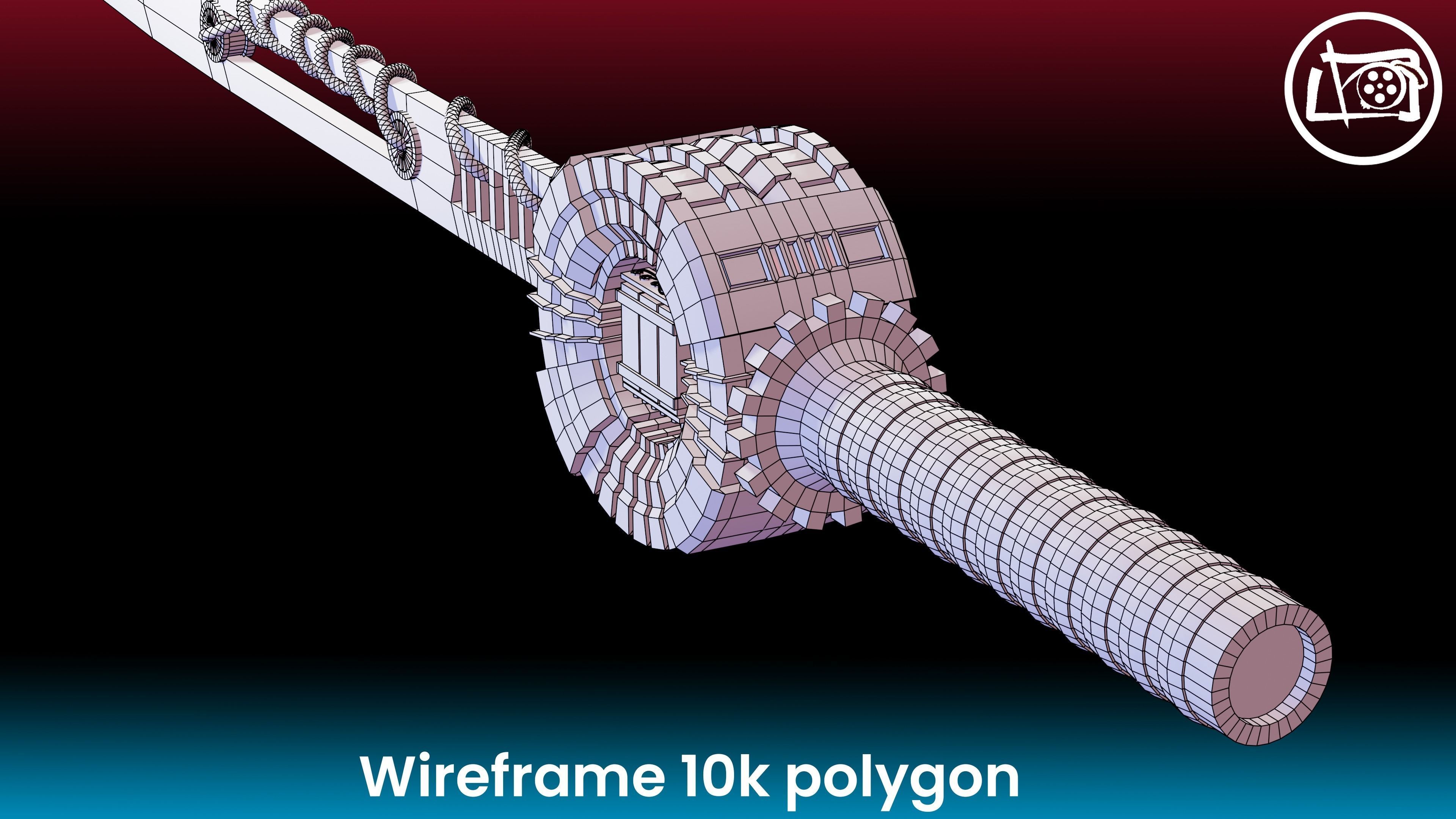 Electric Powered Long Sword Low Poly Low-poly 3D model_10