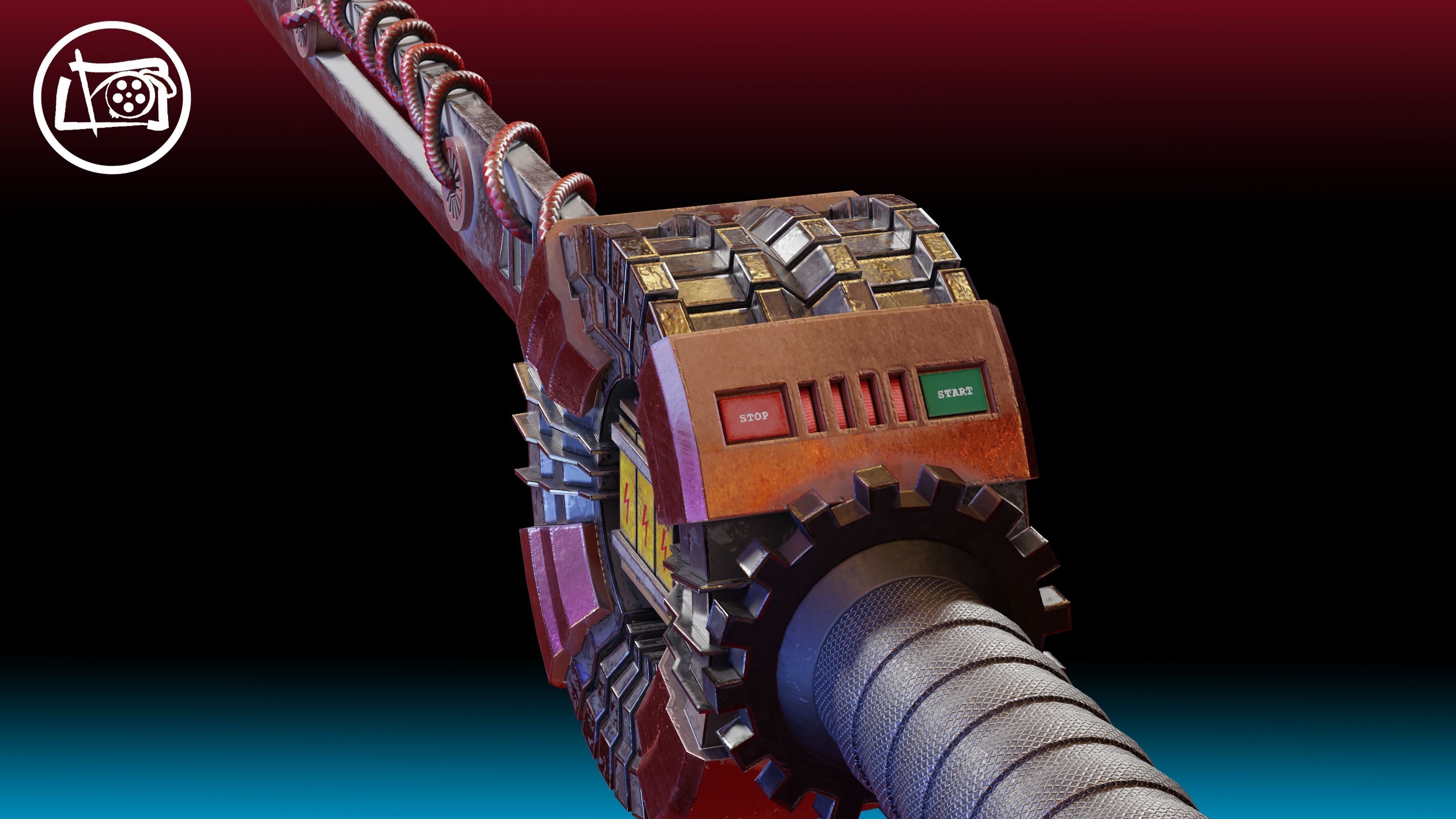 Electric Powered Long Sword Low Poly Low-poly 3D model_5