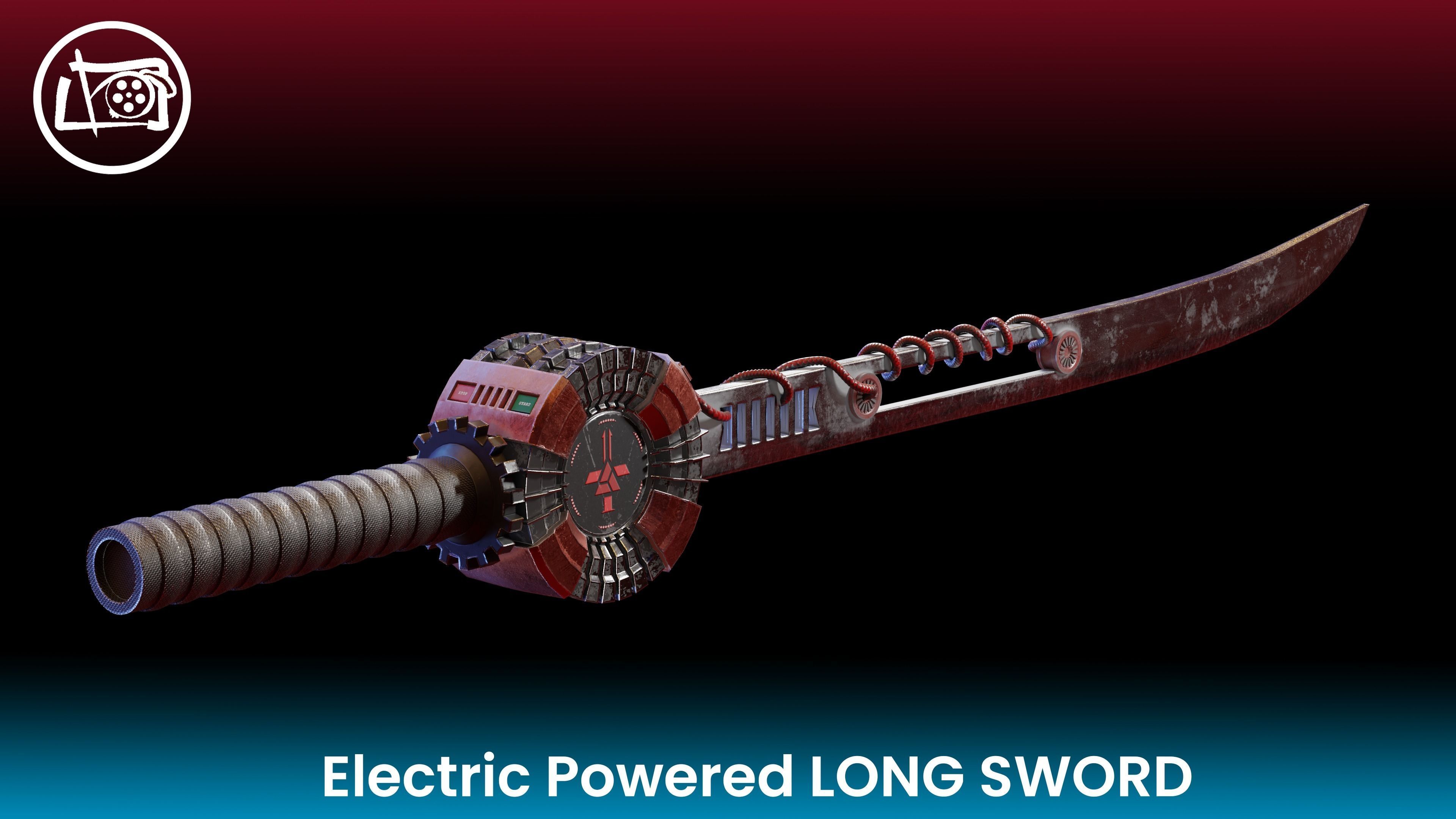 Electric Powered Long Sword Low Poly Low-poly 3D model_2