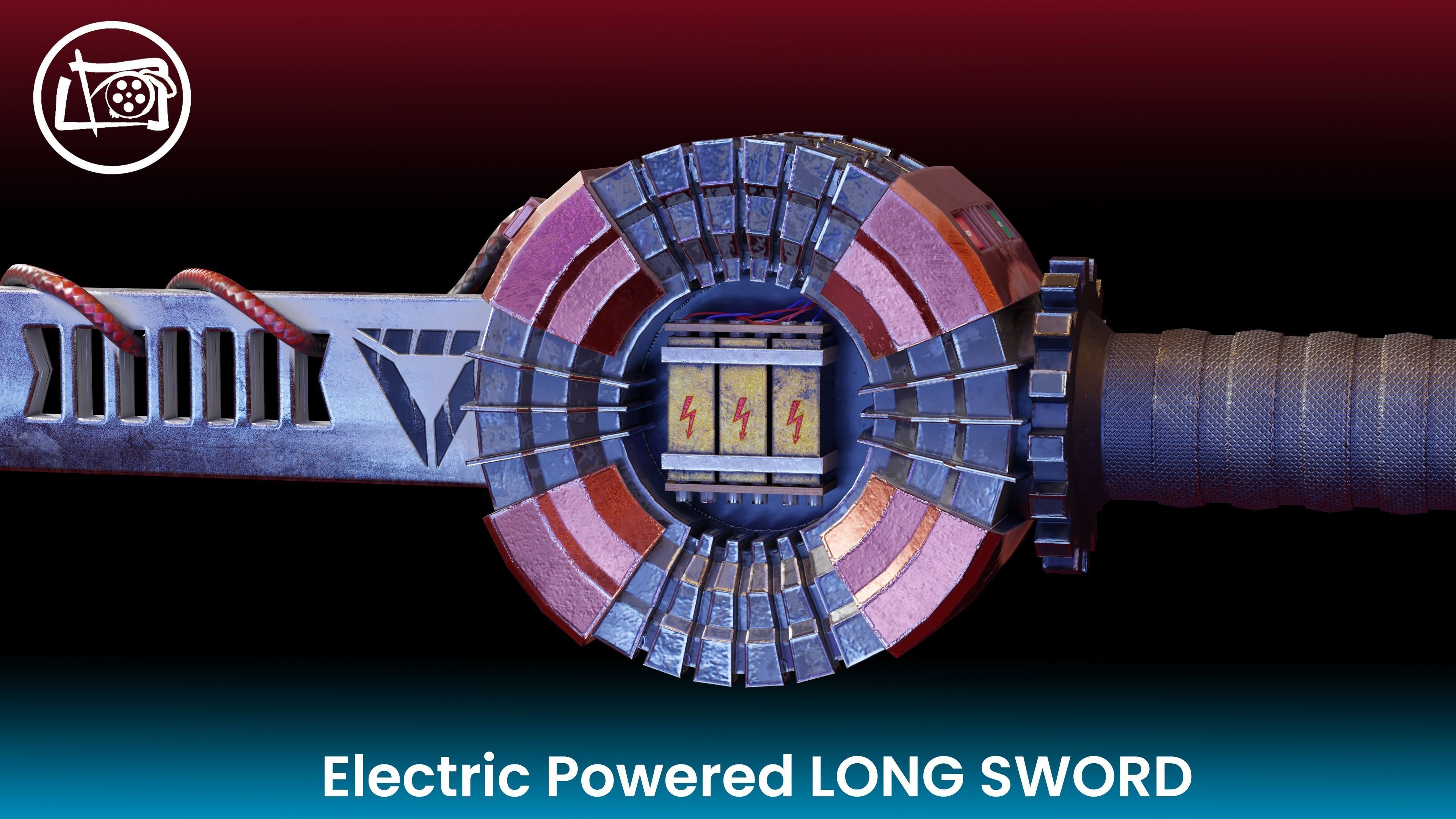 Electric Powered Long Sword Low Poly Low-poly 3D model_3