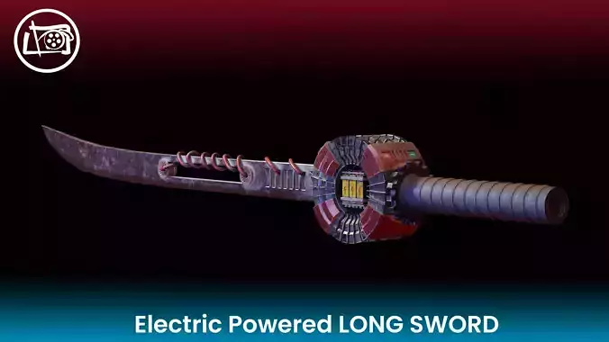 Electric Powered Long Sword Low Poly Low-poly 3D model
