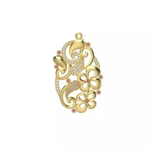 Women pendant with gems 3dm stl CAD  3D print model