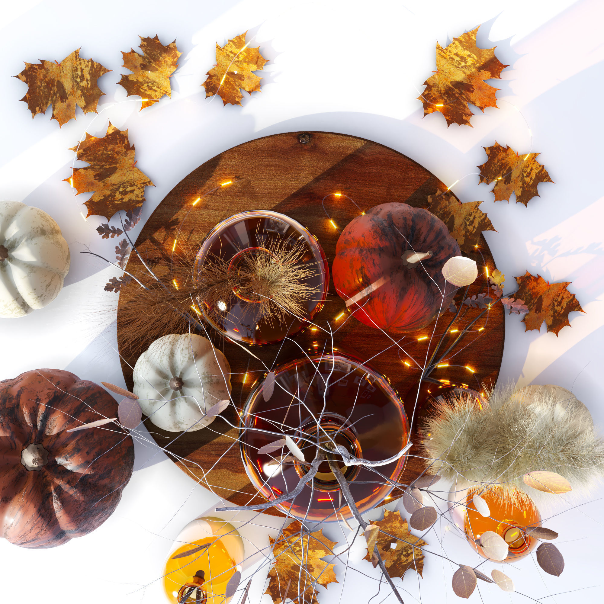 decorative set07-pumpkin decorative set 3D model_3