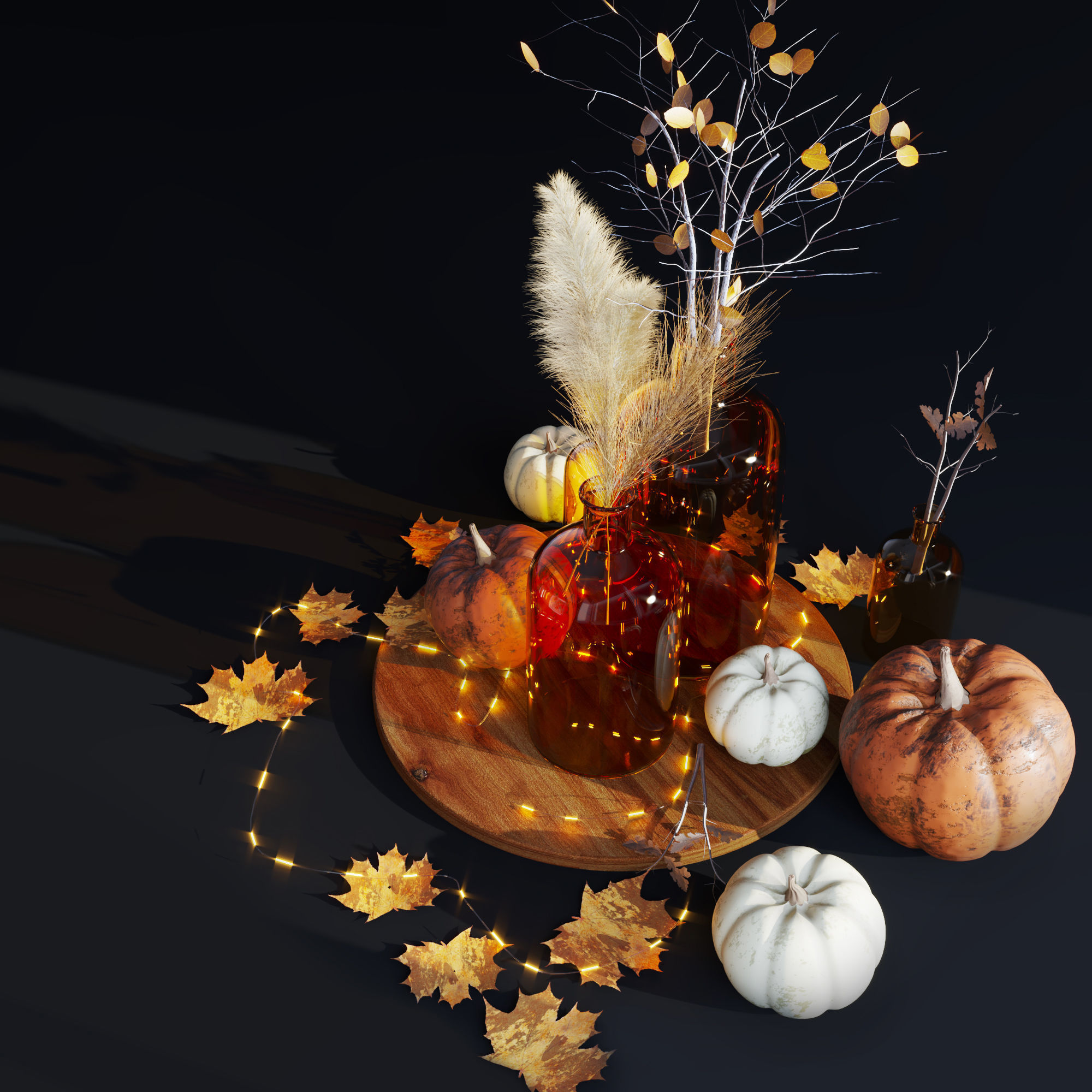 decorative set07-pumpkin decorative set 3D model_7