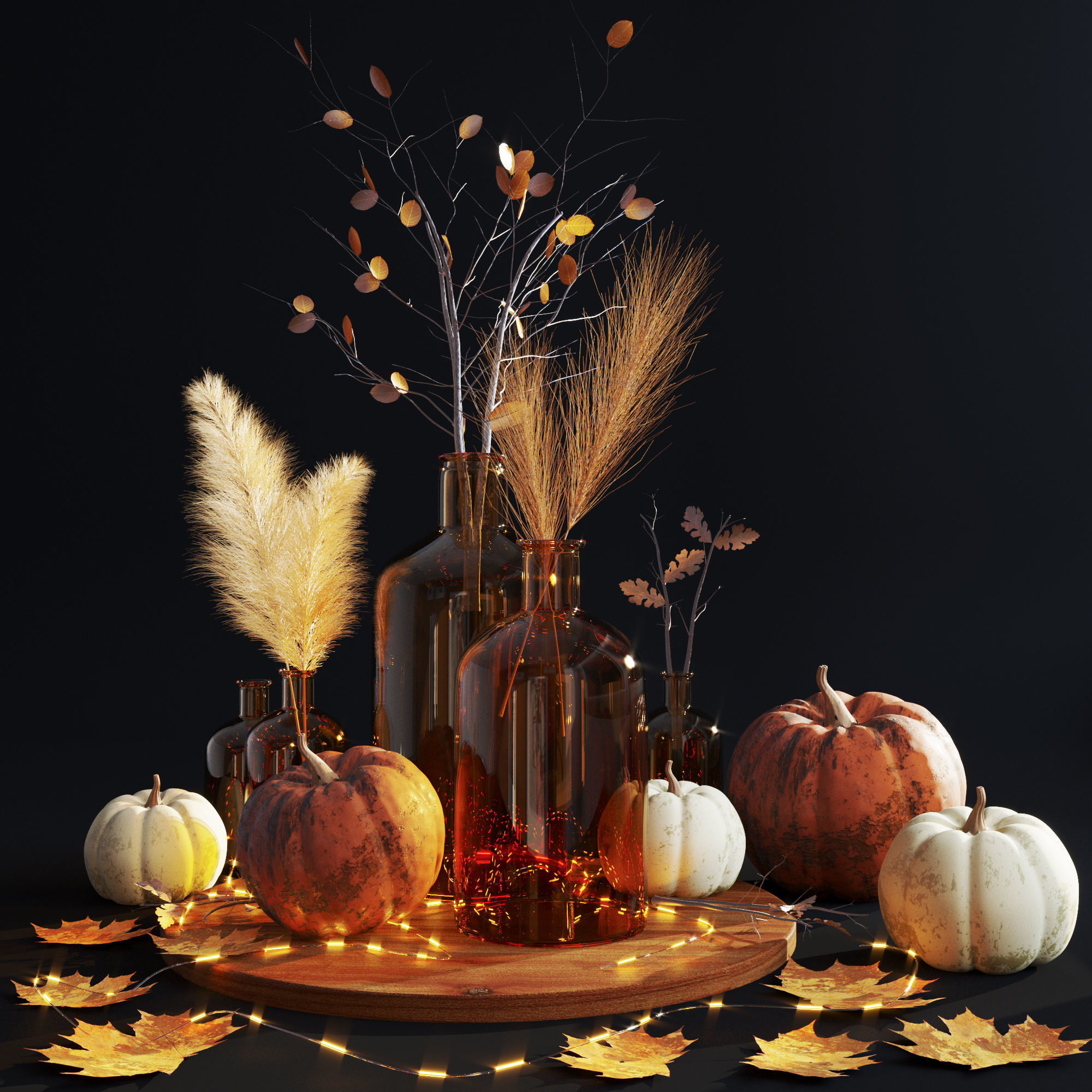 decorative set07-pumpkin decorative set 3D model_4