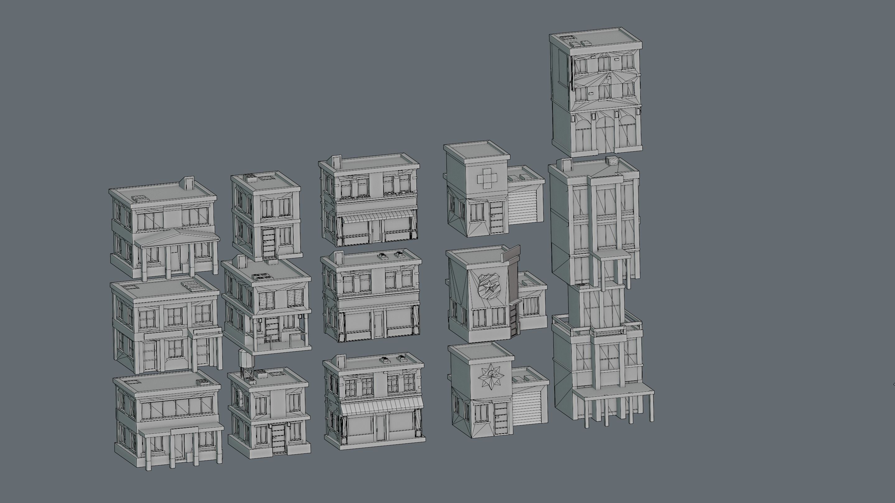 City low Poly 4 Tile pack  Low-poly 3D model_21