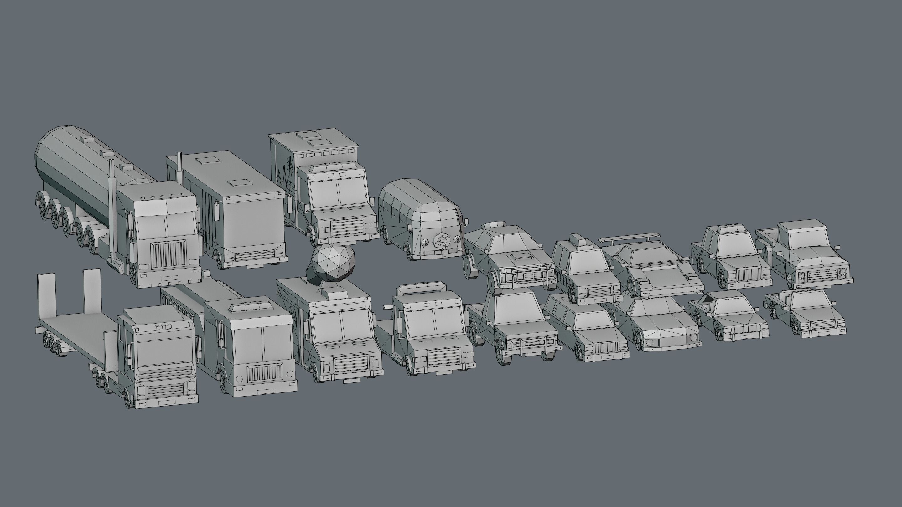City low Poly 4 Tile pack  Low-poly 3D model_23