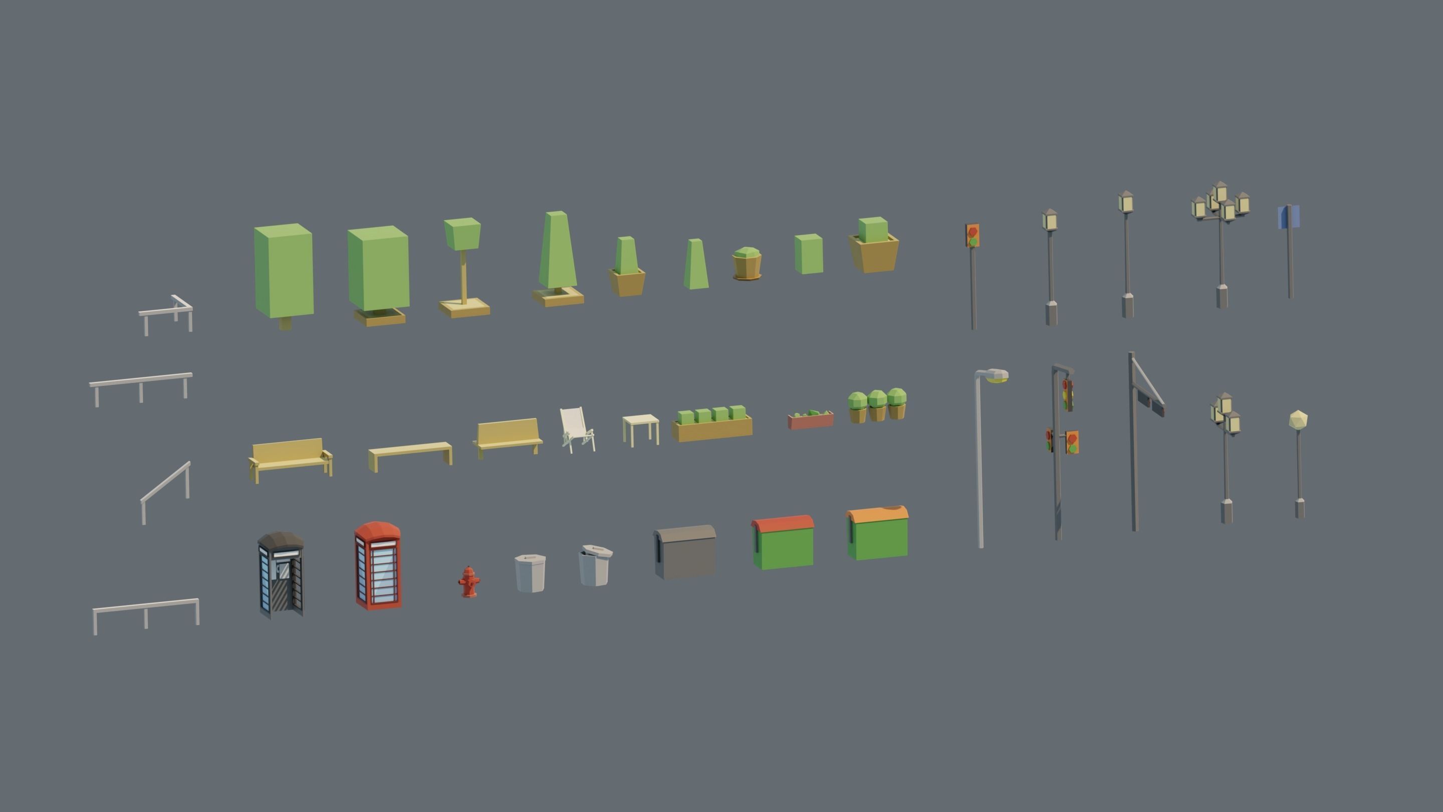 City low Poly 4 Tile pack  Low-poly 3D model_19