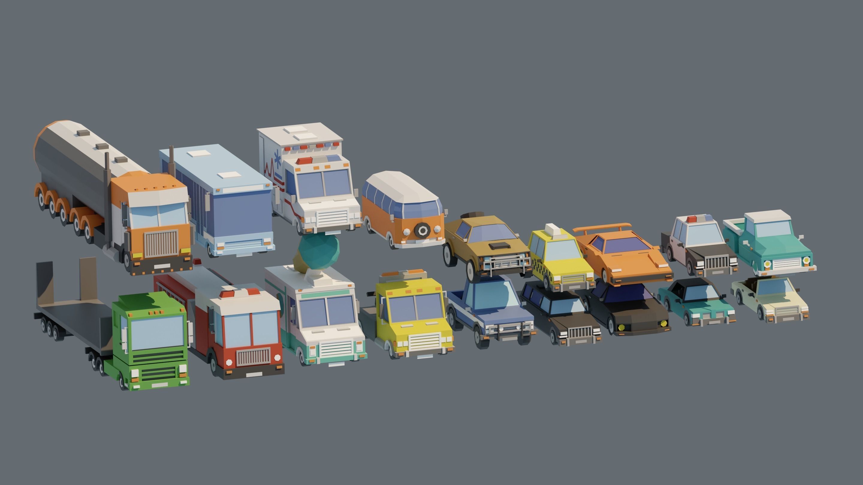 City low Poly 4 Tile pack  Low-poly 3D model_20