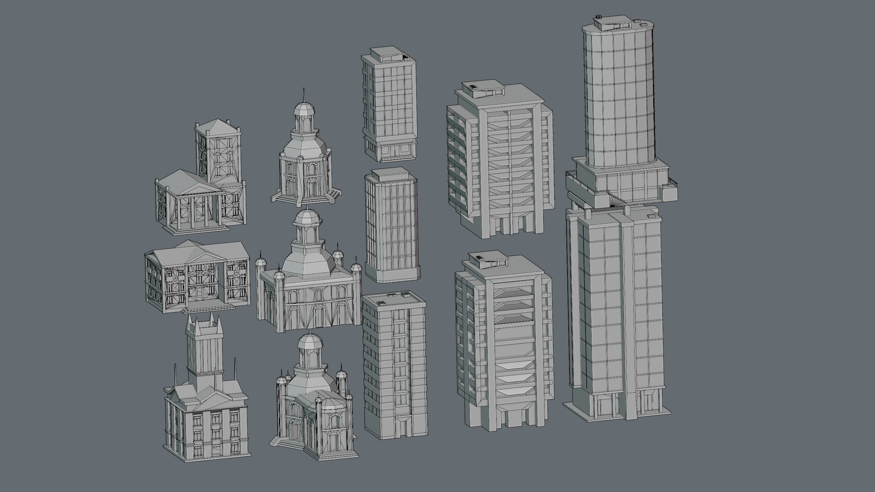 City low Poly 4 Tile pack  Low-poly 3D model_24