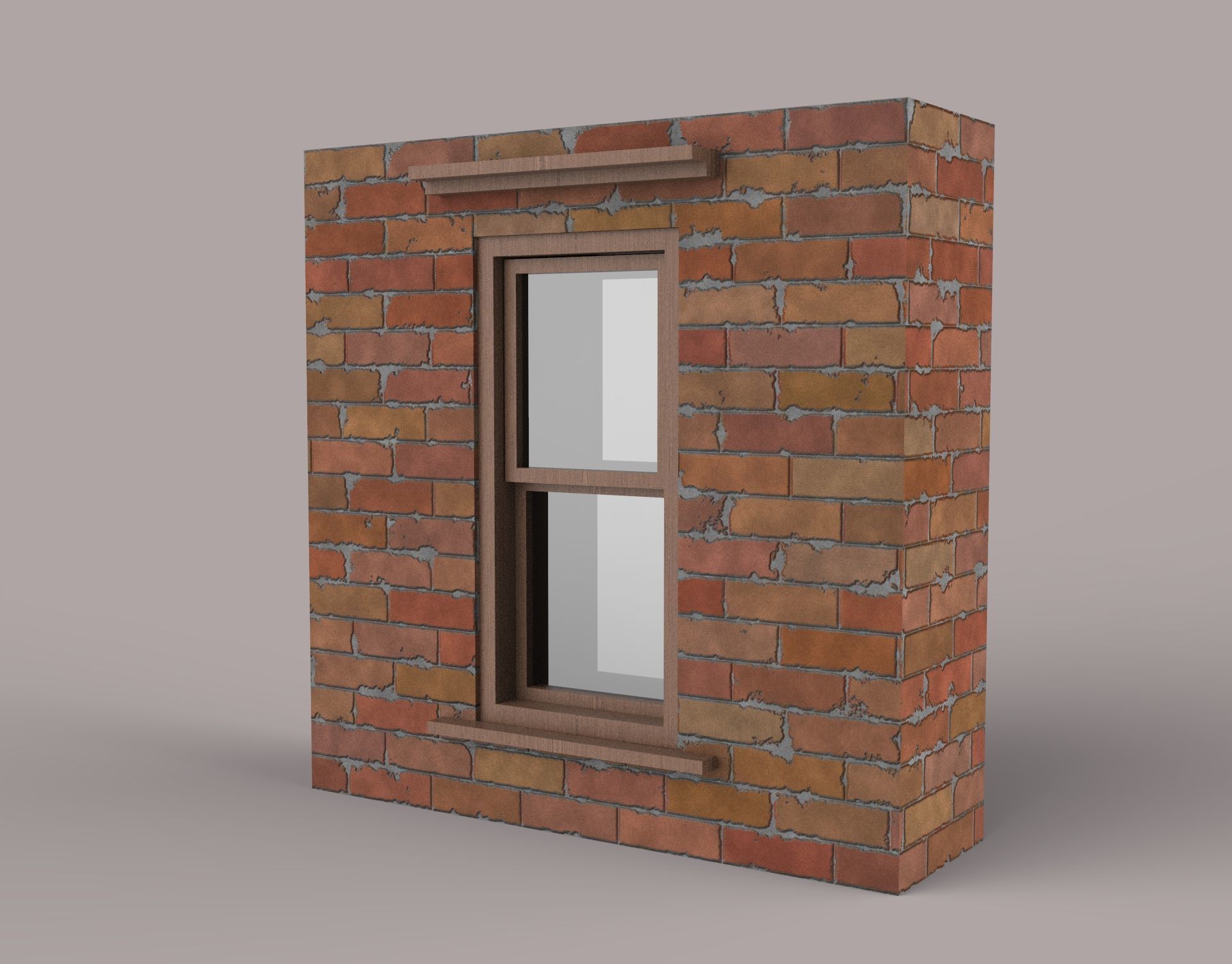Brick Wall with window  Low-poly 3D model_7