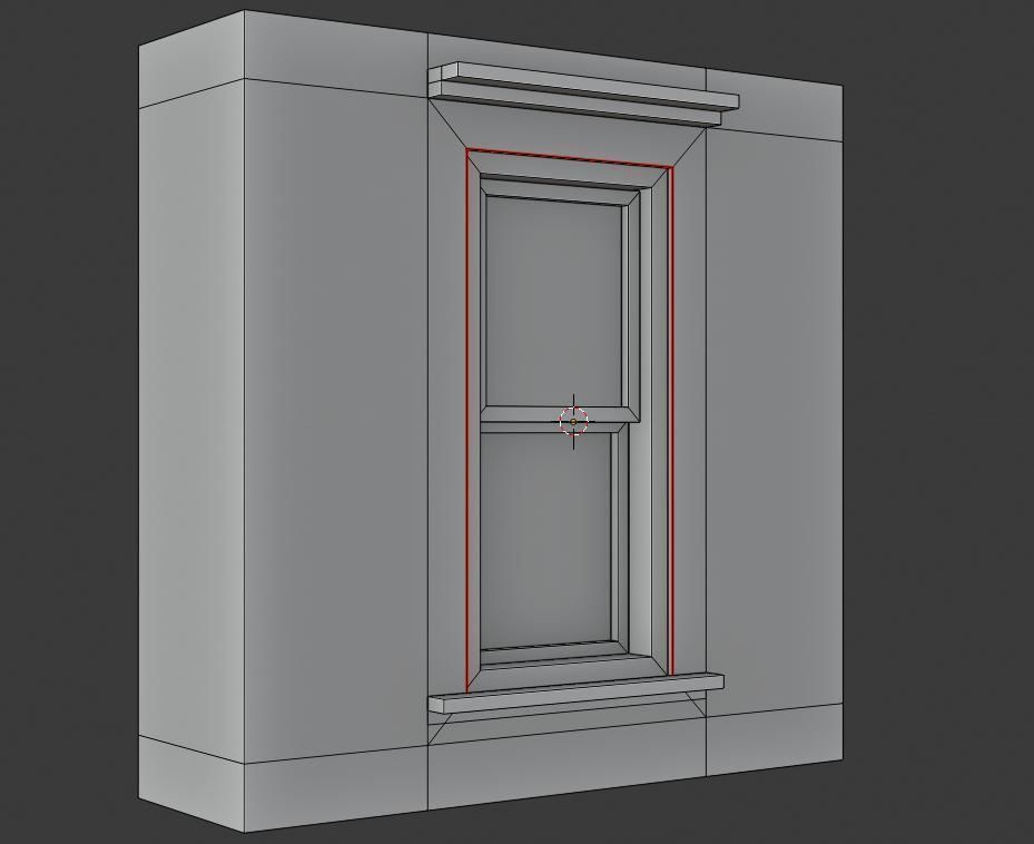 Brick Wall with window  Low-poly 3D model_10