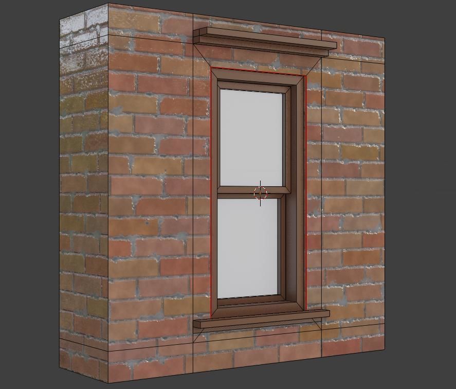 Brick Wall with window  Low-poly 3D model_11
