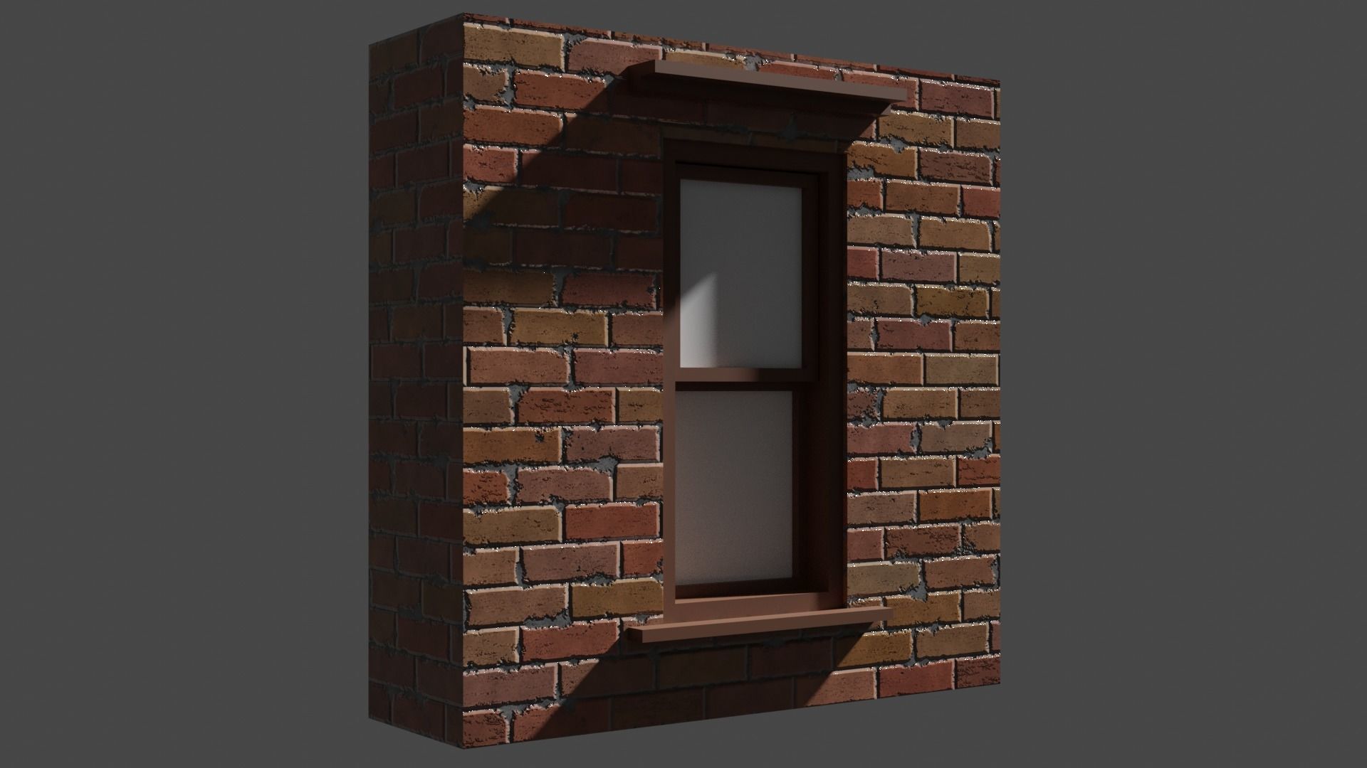 Brick Wall with window  Low-poly 3D model_1