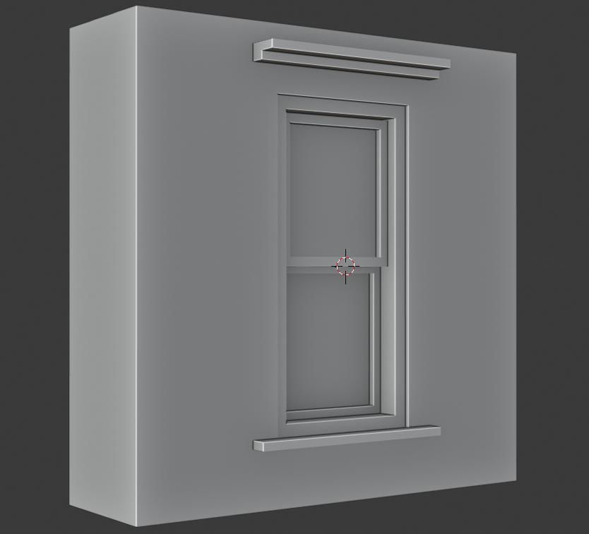 Brick Wall with window  Low-poly 3D model_9