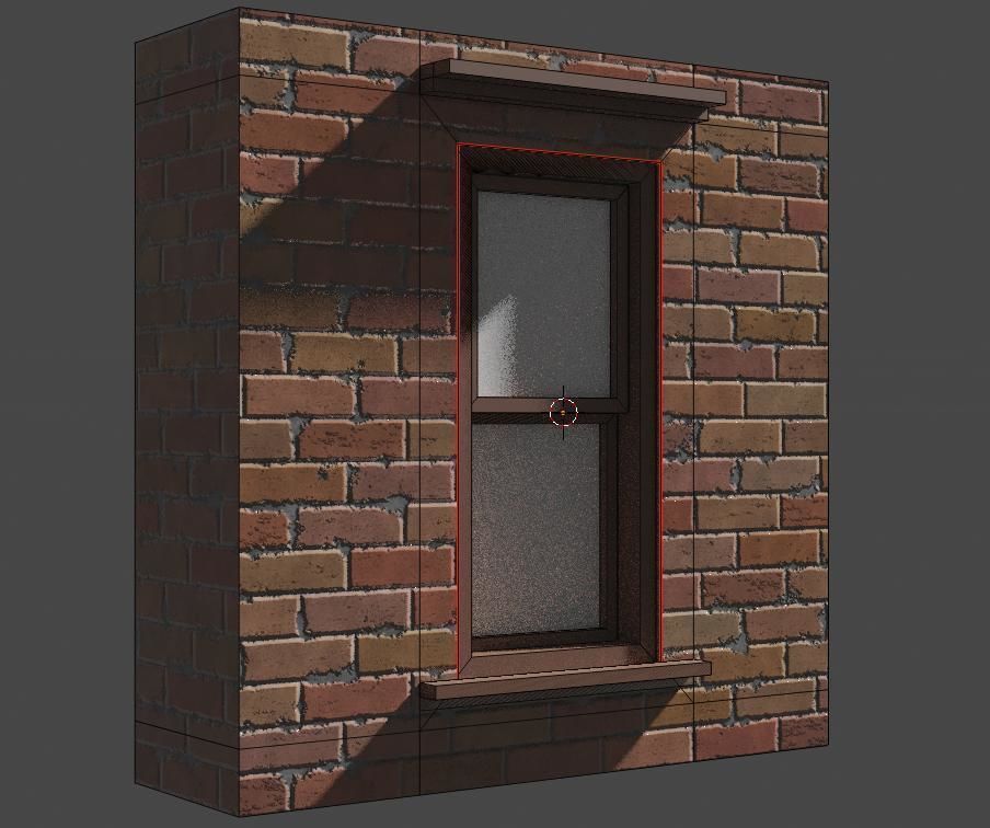 Brick Wall with window  Low-poly 3D model_12
