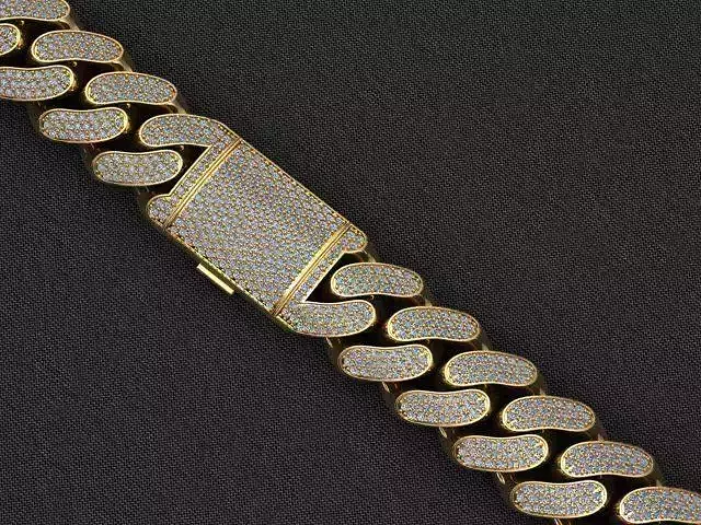 20 MM MIAMI CUBAN LINK CHAIN 3 ROWS DIAMOND BRACELET NECKLACE 3D print model