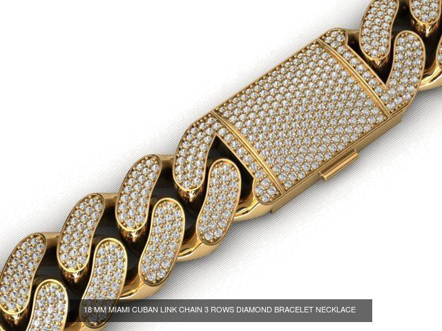3 SIZE MIAMI CUBAN LINK CHAIN NECKLACE BRACELET 3D Model Collection_5