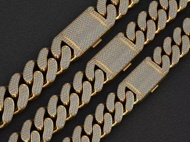 3 SIZE MIAMI CUBAN LINK CHAIN NECKLACE BRACELET 3D Model Collection_0