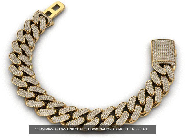 3 SIZE MIAMI CUBAN LINK CHAIN NECKLACE BRACELET 3D Model Collection_3