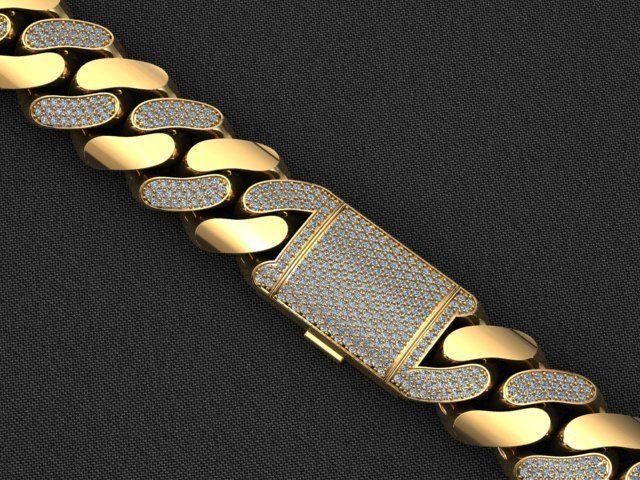 3 SIZE MIAMI CUBAN LINK CHAIN NECKLACE BRACELET 3D Model Collection_2
