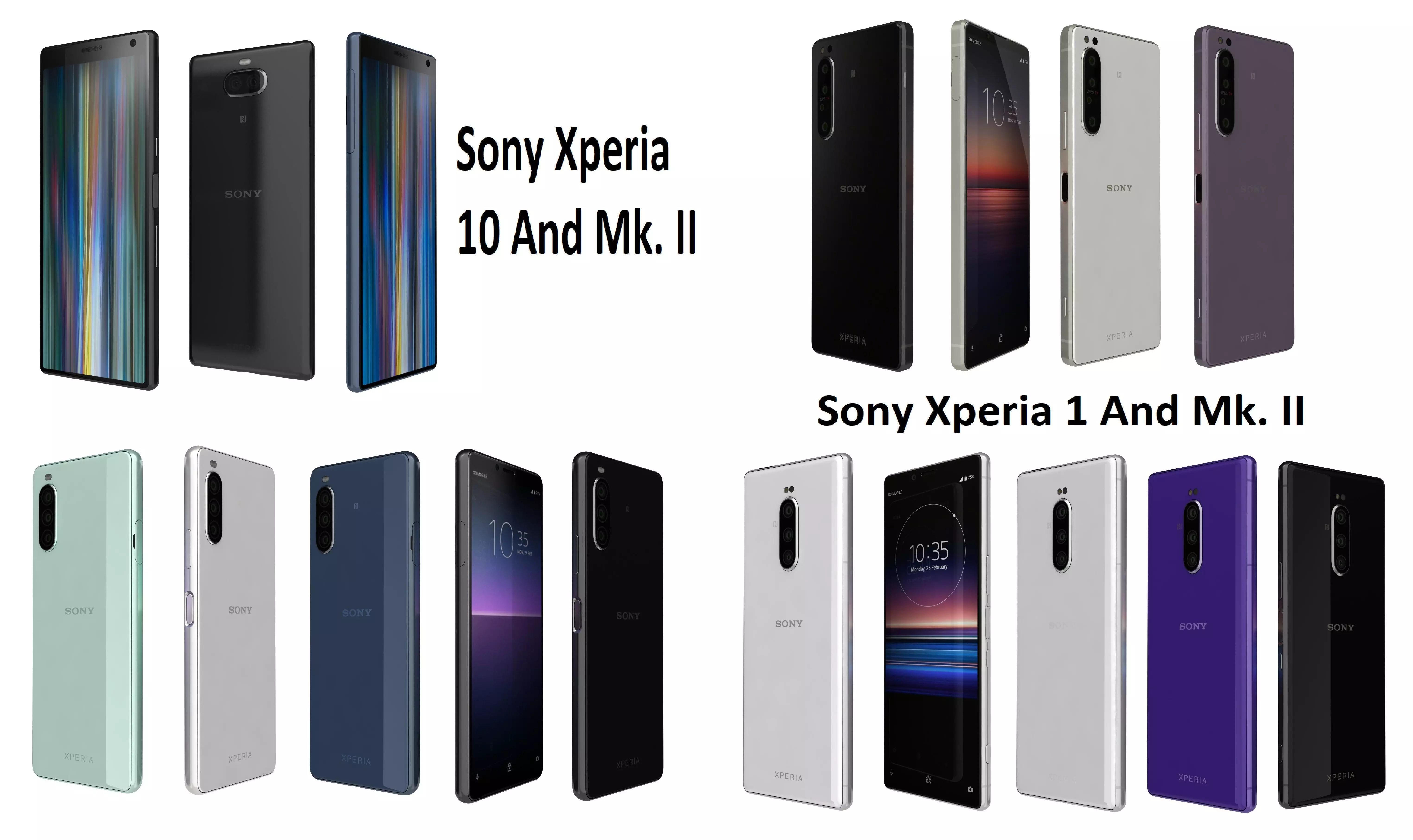 Sony Xperia 1 Mk II And 10 Mk II 3D model_0