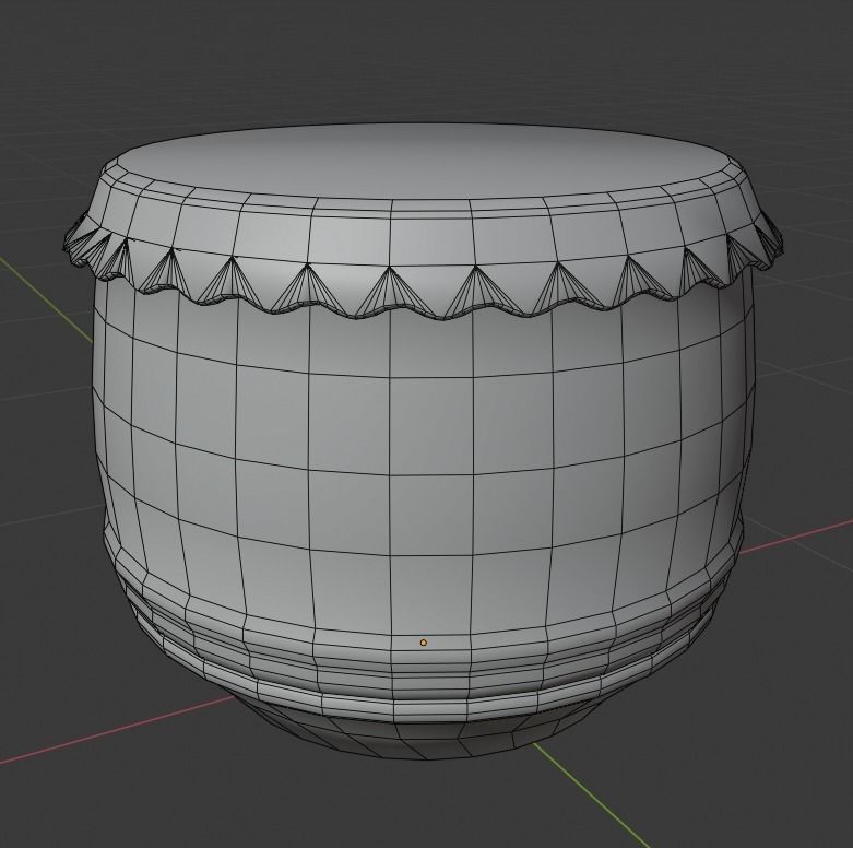 Chinese Lion Drum with Drumsticks Low-poly 3D model_7