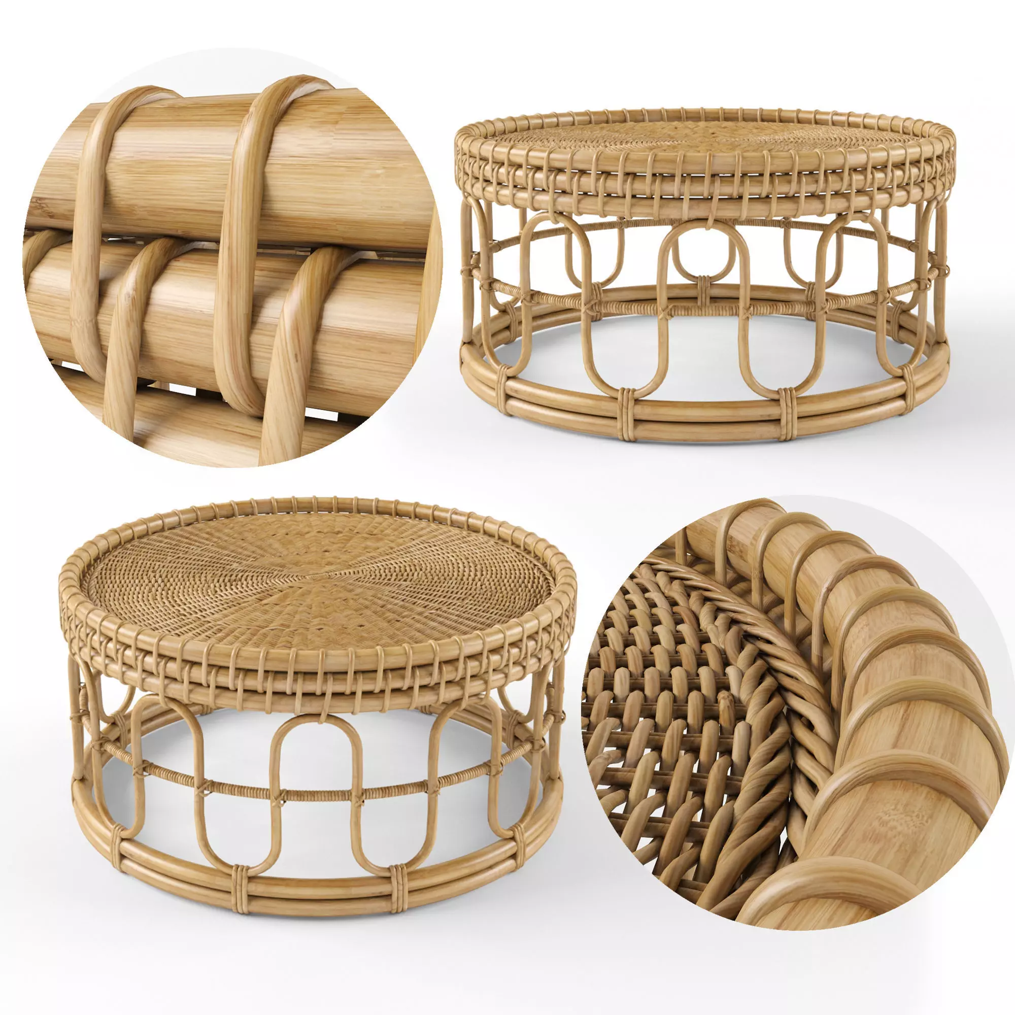 Samson Rattan Coffee Table 80 natural 3D model_0
