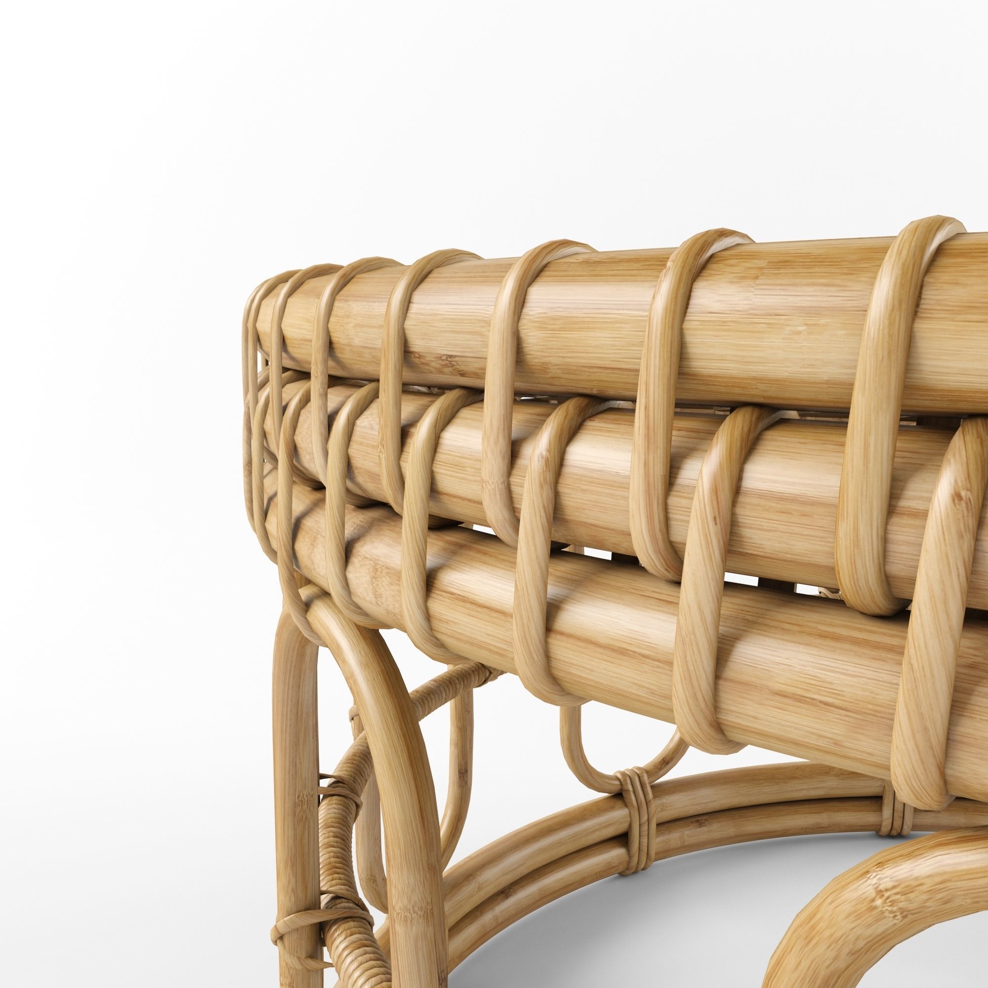 Samson Rattan Coffee Table 80 natural 3D model_3