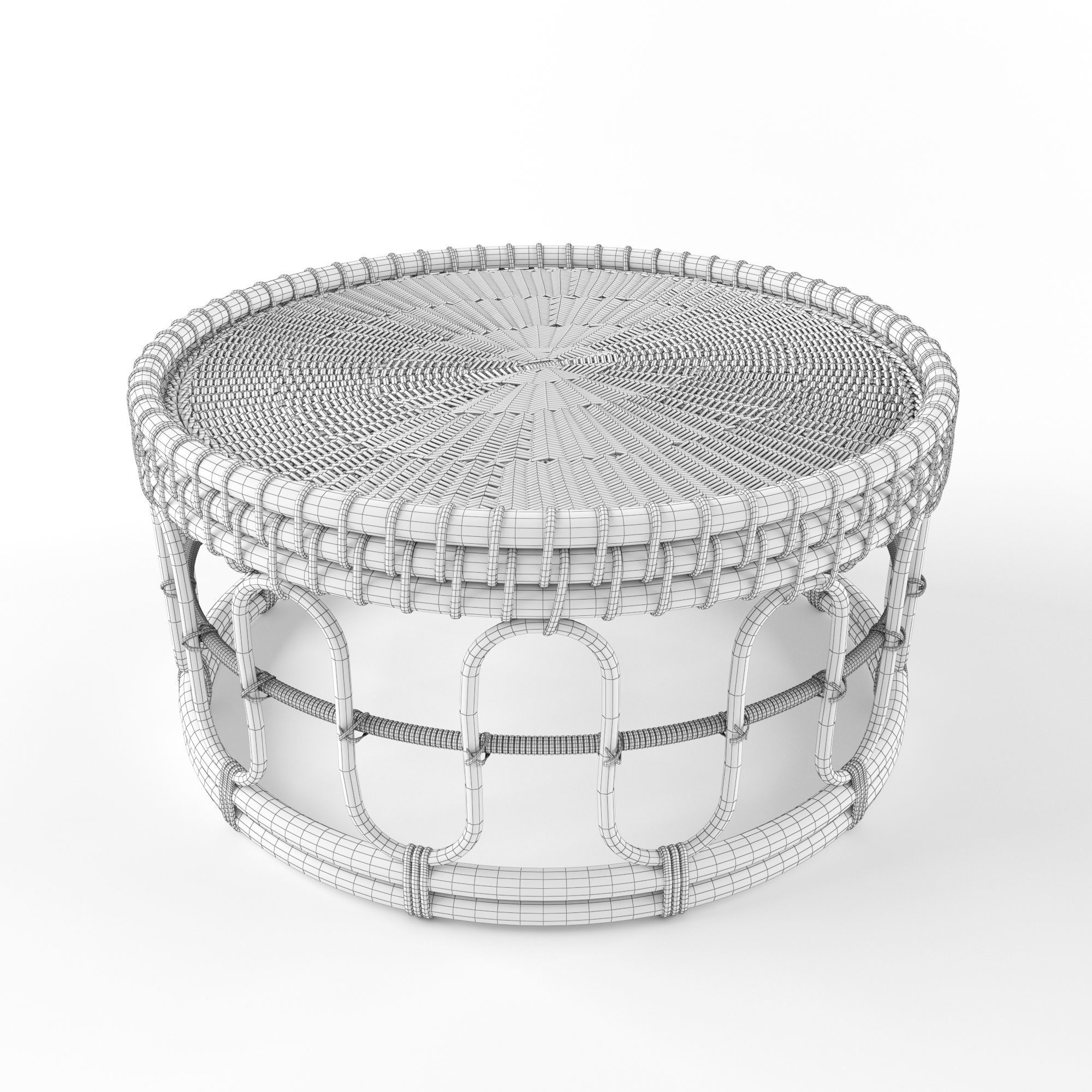Samson Rattan Coffee Table 80 natural 3D model_5