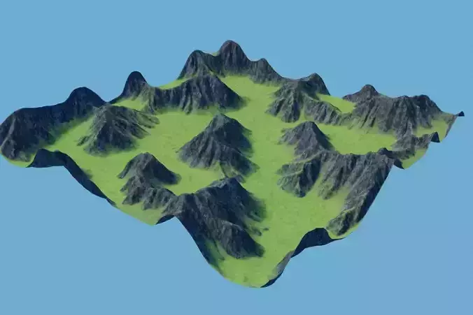 Grass Cliff Mountain Valley 3D model