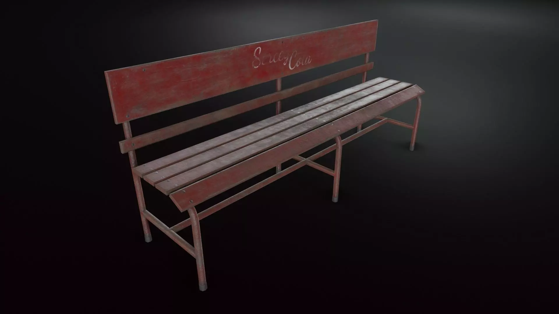 Old Dirty Japanese Street Bench Low-poly 3D model