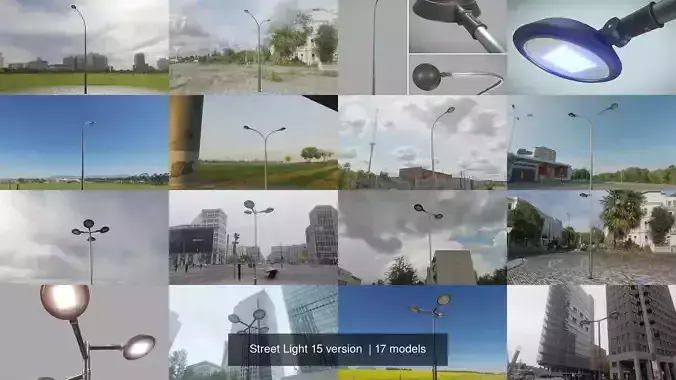 Street Lights Version 15 3D Model Collection