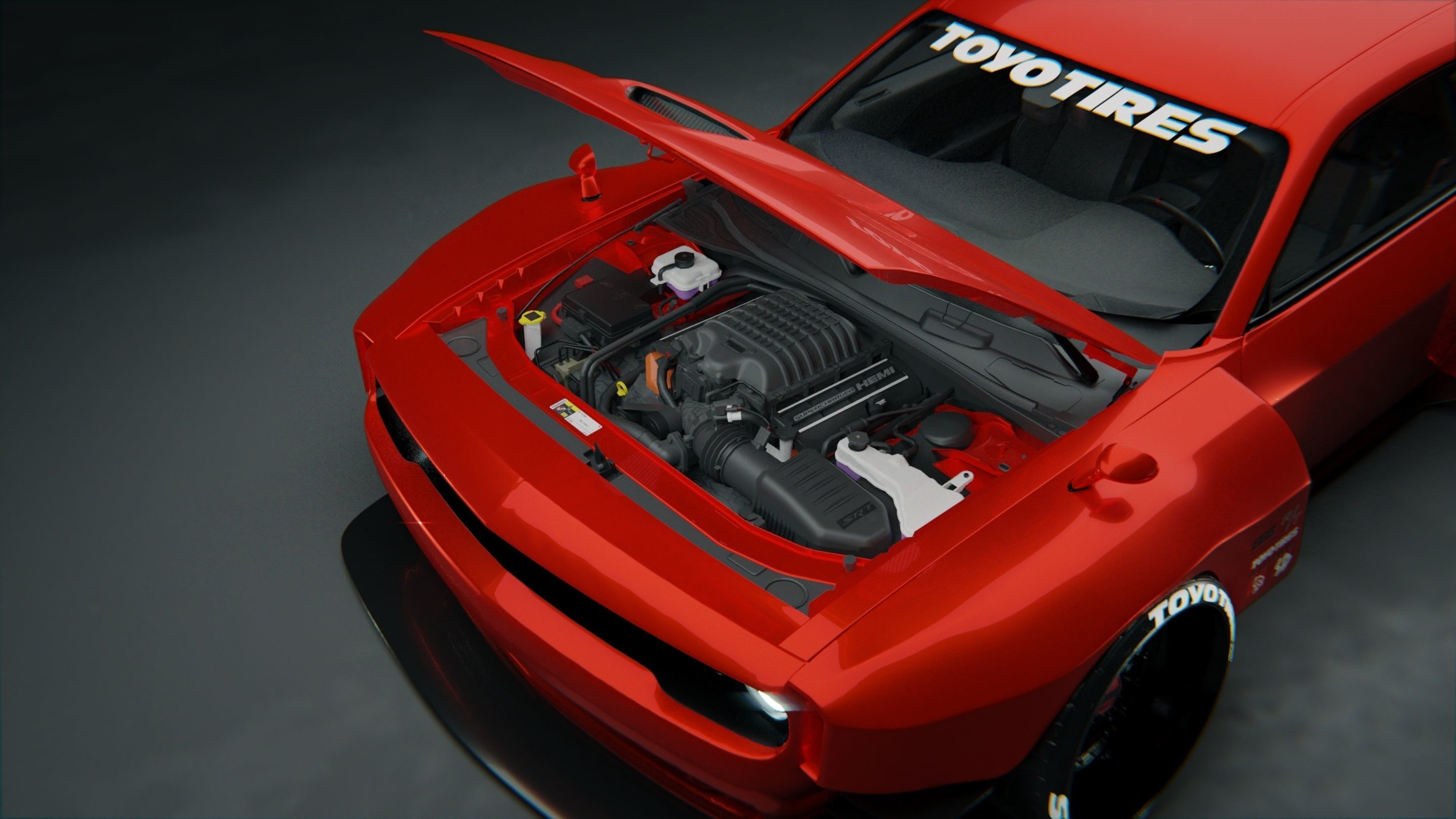 Dodge Challenger Hellcat quad turbo  3D model_5