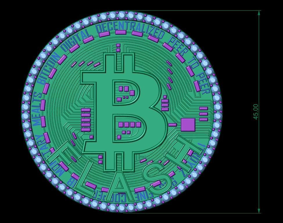 Bitcoin Pendant  3D print model_4