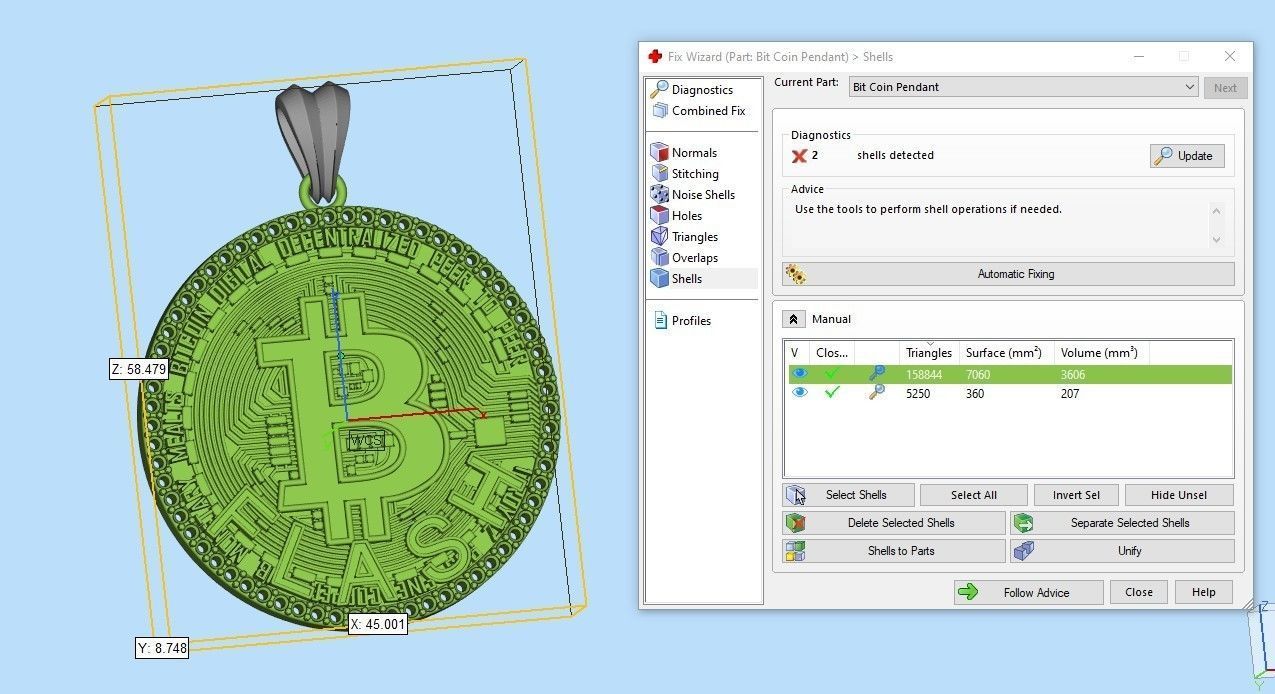 Bitcoin Pendant  3D print model_7