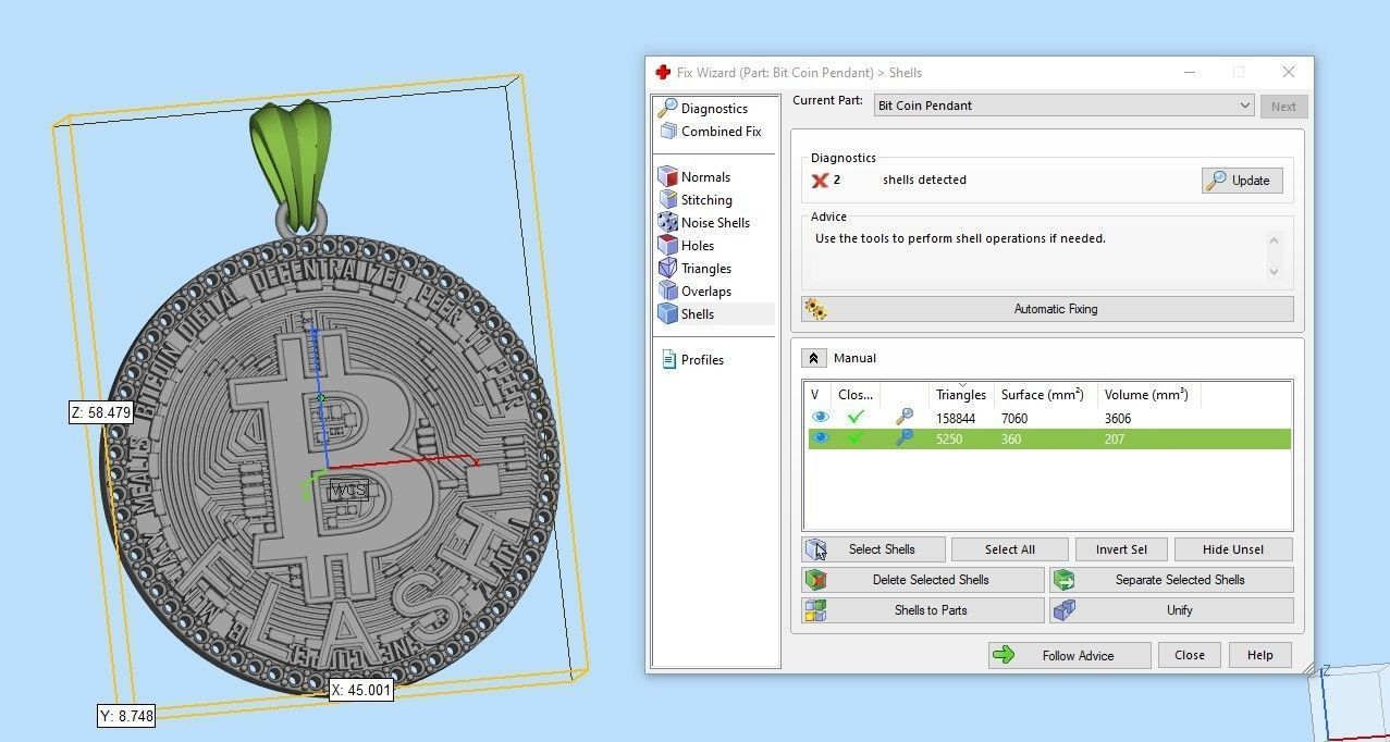 Bitcoin Pendant  3D print model_6