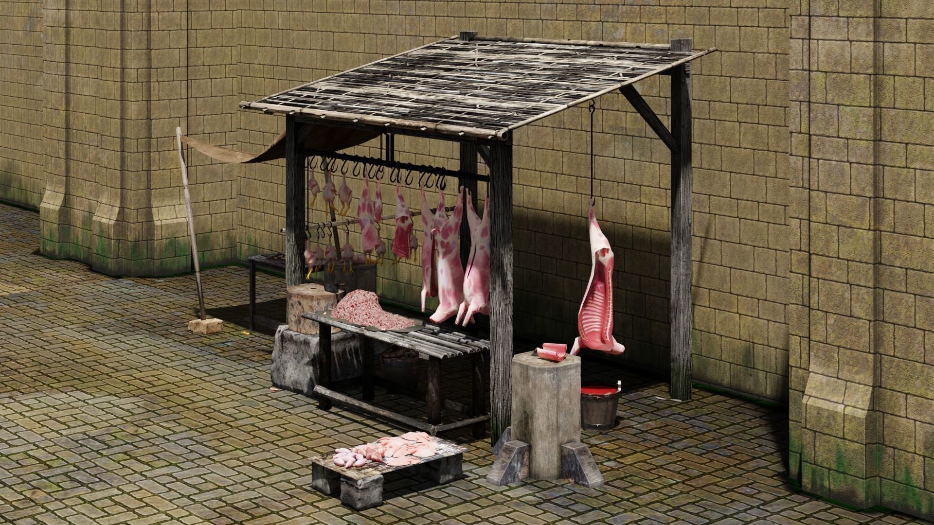 Butcher Shop Low-poly 3D model_2