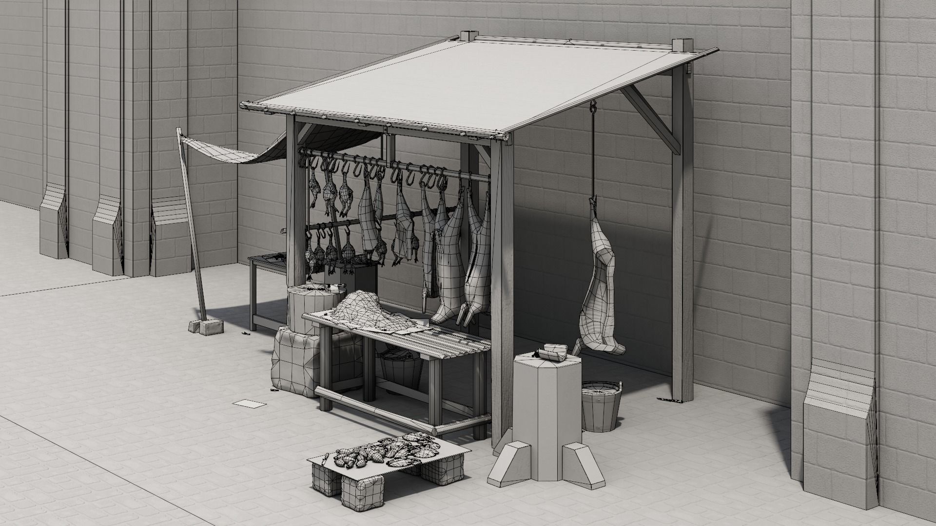 Butcher Shop Low-poly 3D model_9