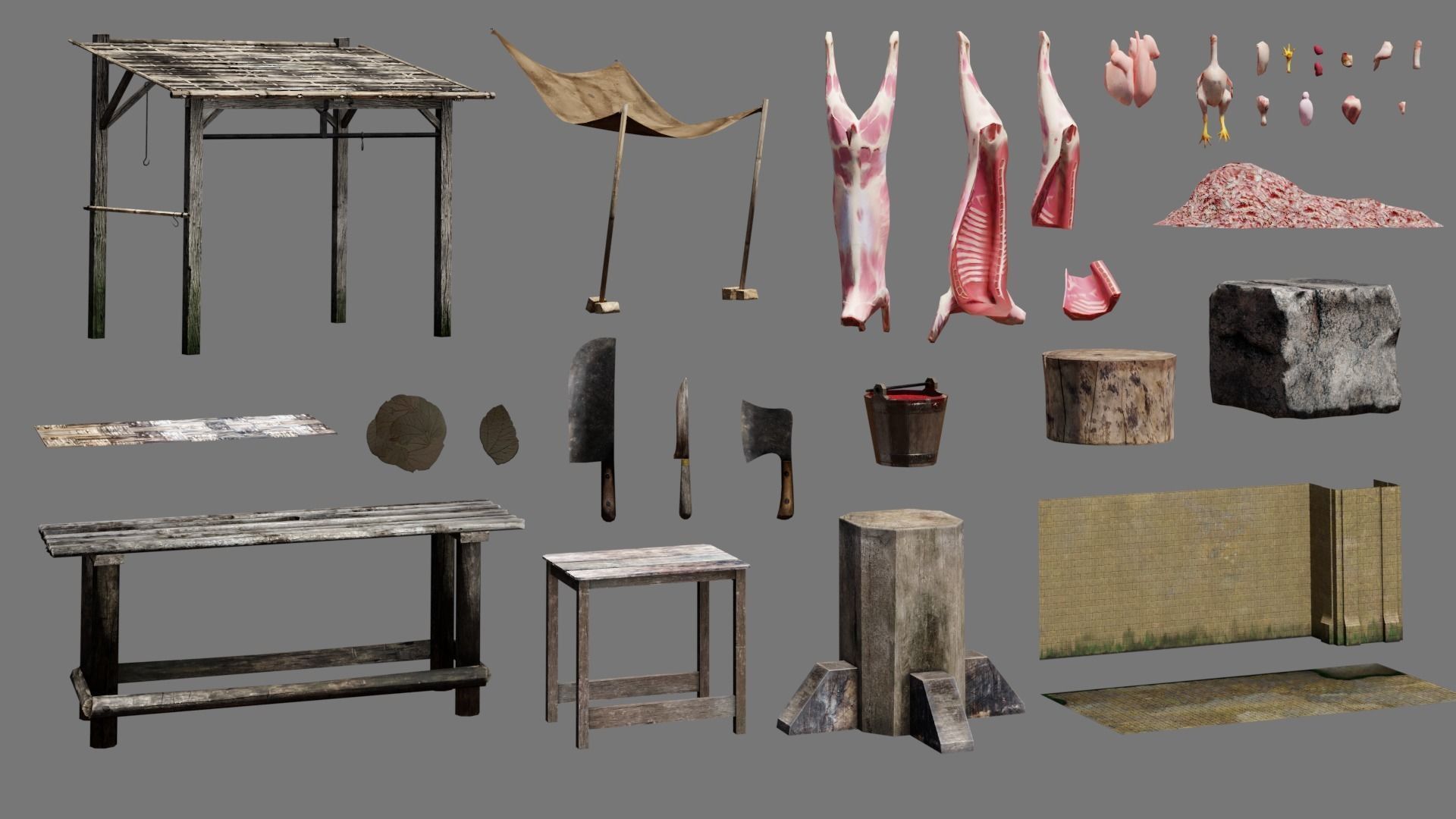 Butcher Shop Low-poly 3D model_4