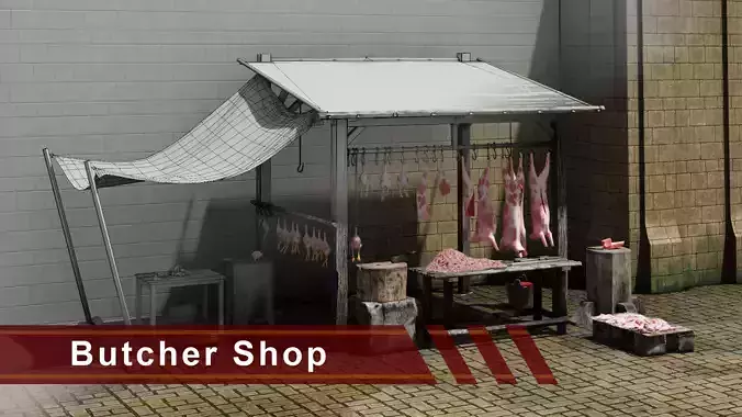 Butcher Shop  Low-poly 3D model