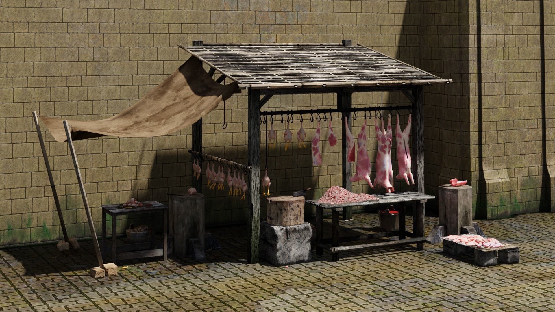 Butcher Shop Low-poly 3D model_1