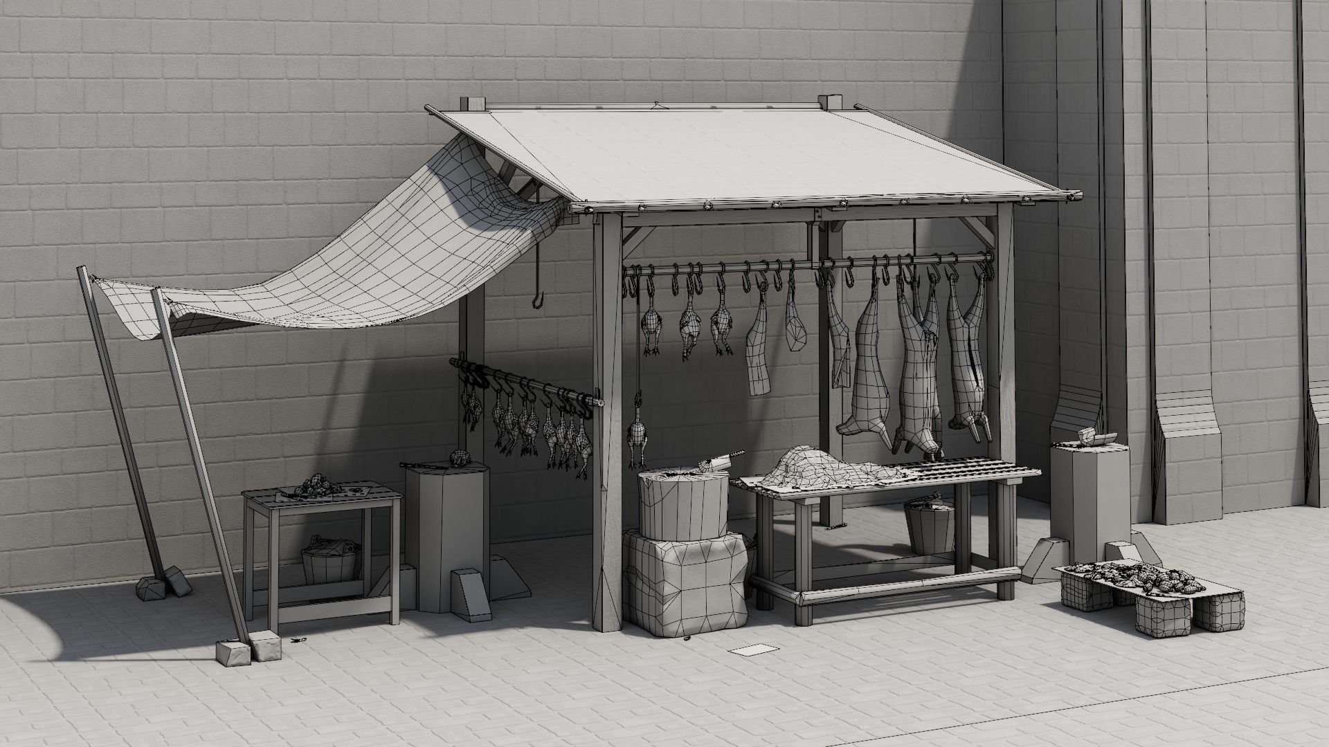 Butcher Shop Low-poly 3D model_8