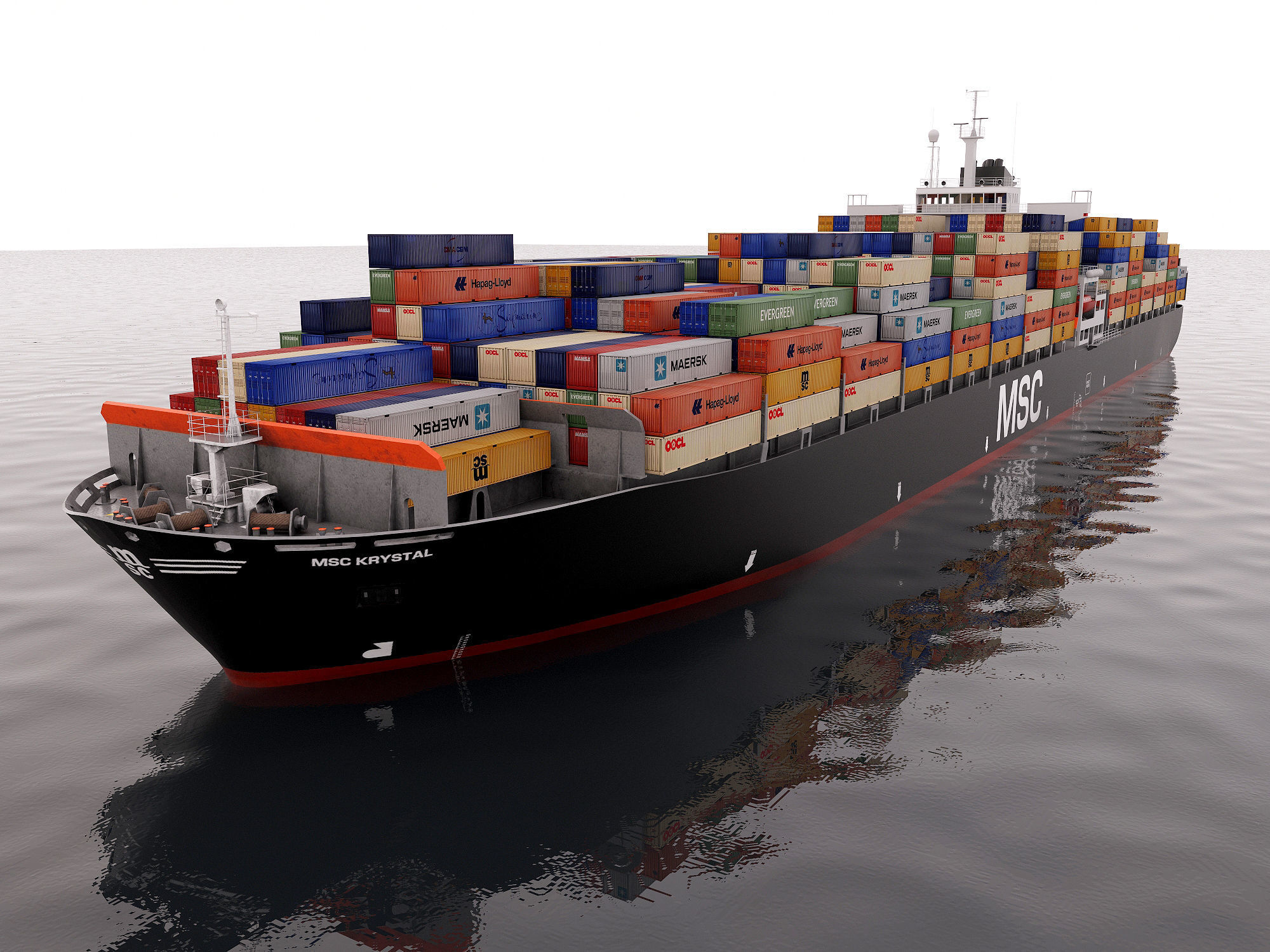 Container ship  lowpoly Low-poly 3D model_2