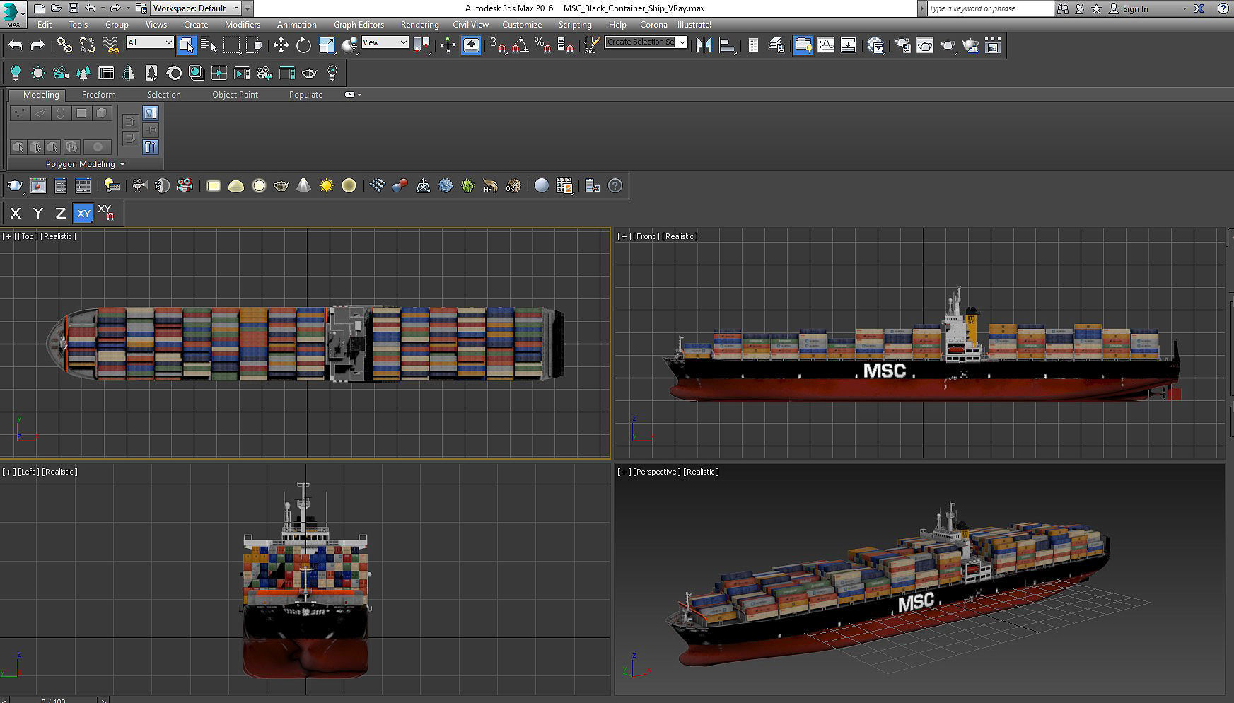Container ship  lowpoly Low-poly 3D model_12