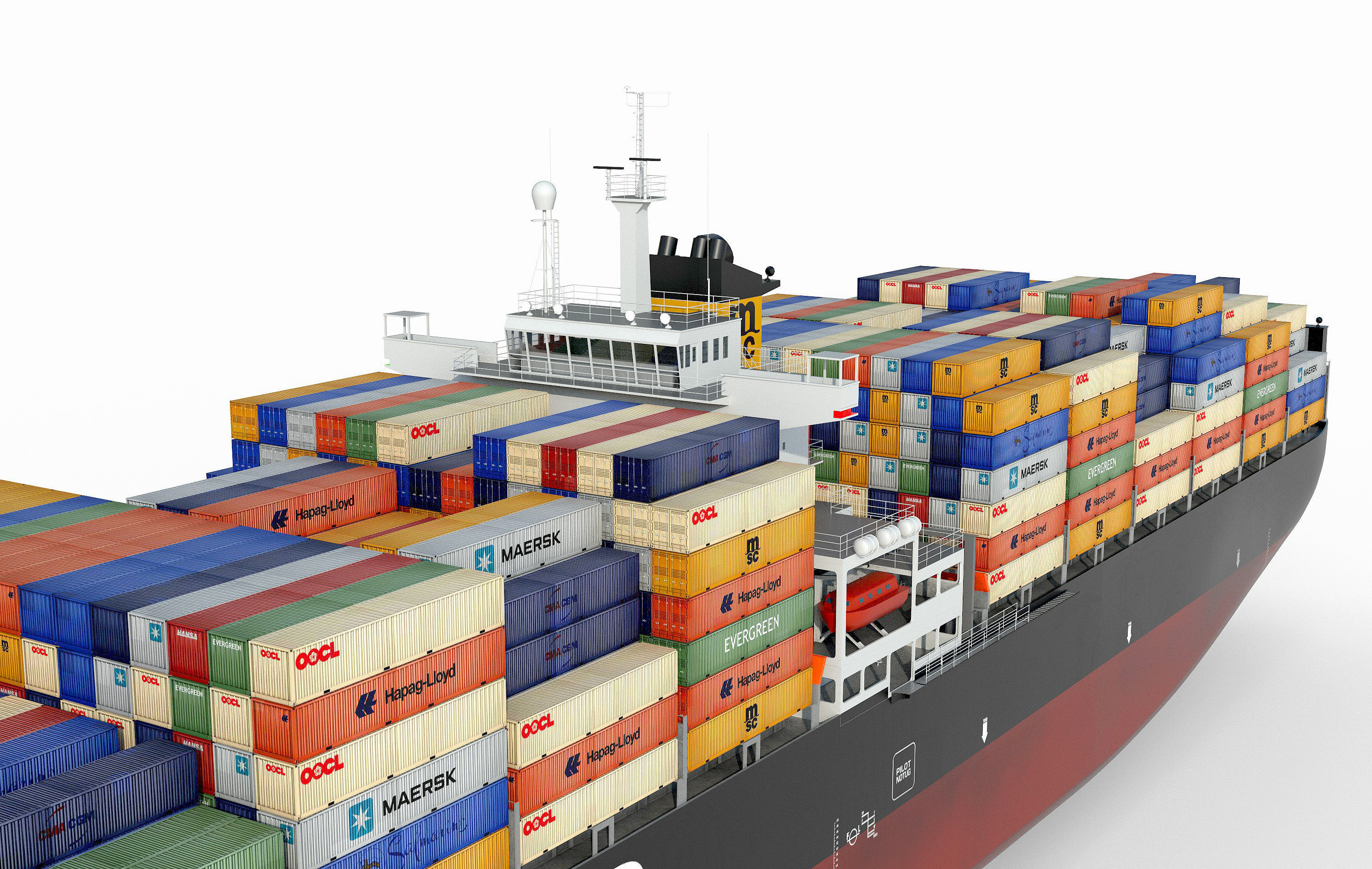 Container ship  lowpoly Low-poly 3D model_10