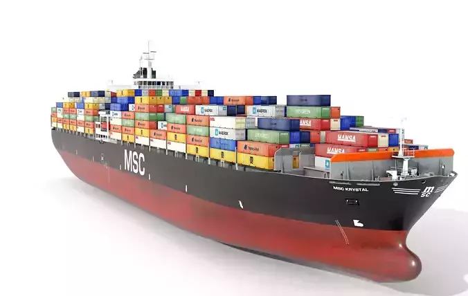 Container ship  lowpoly Low-poly 3D model